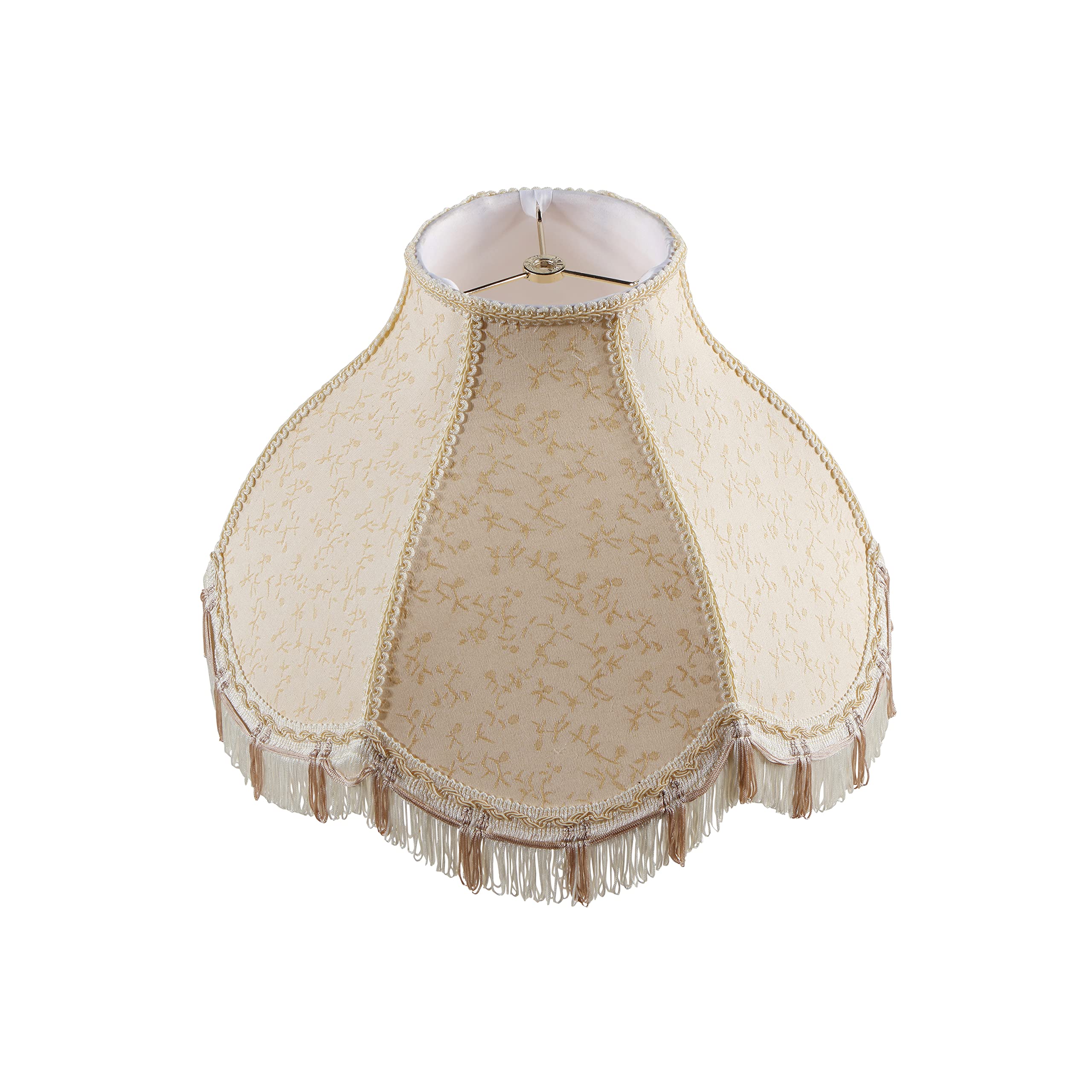 Aspen Creative 30624, Handsewn Scallop Dome Traditional Spider Fringe Lamp Shade/Butter Cream Jacquard Fabric, 6&quot; Top X 17&quot; Bottom X 12&quot; Slant