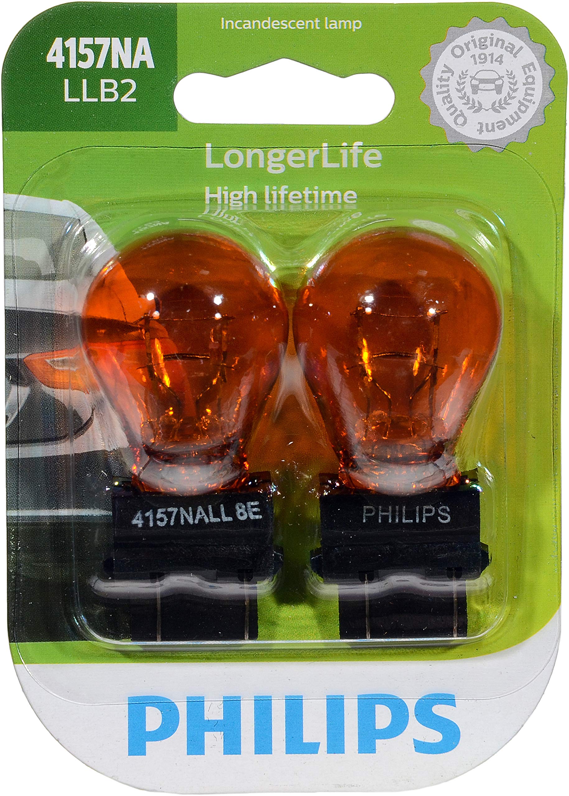 Philips 4157NA Miniature Bulb, LongerLife, 2 Pack, Red, Model 4157NALLB2