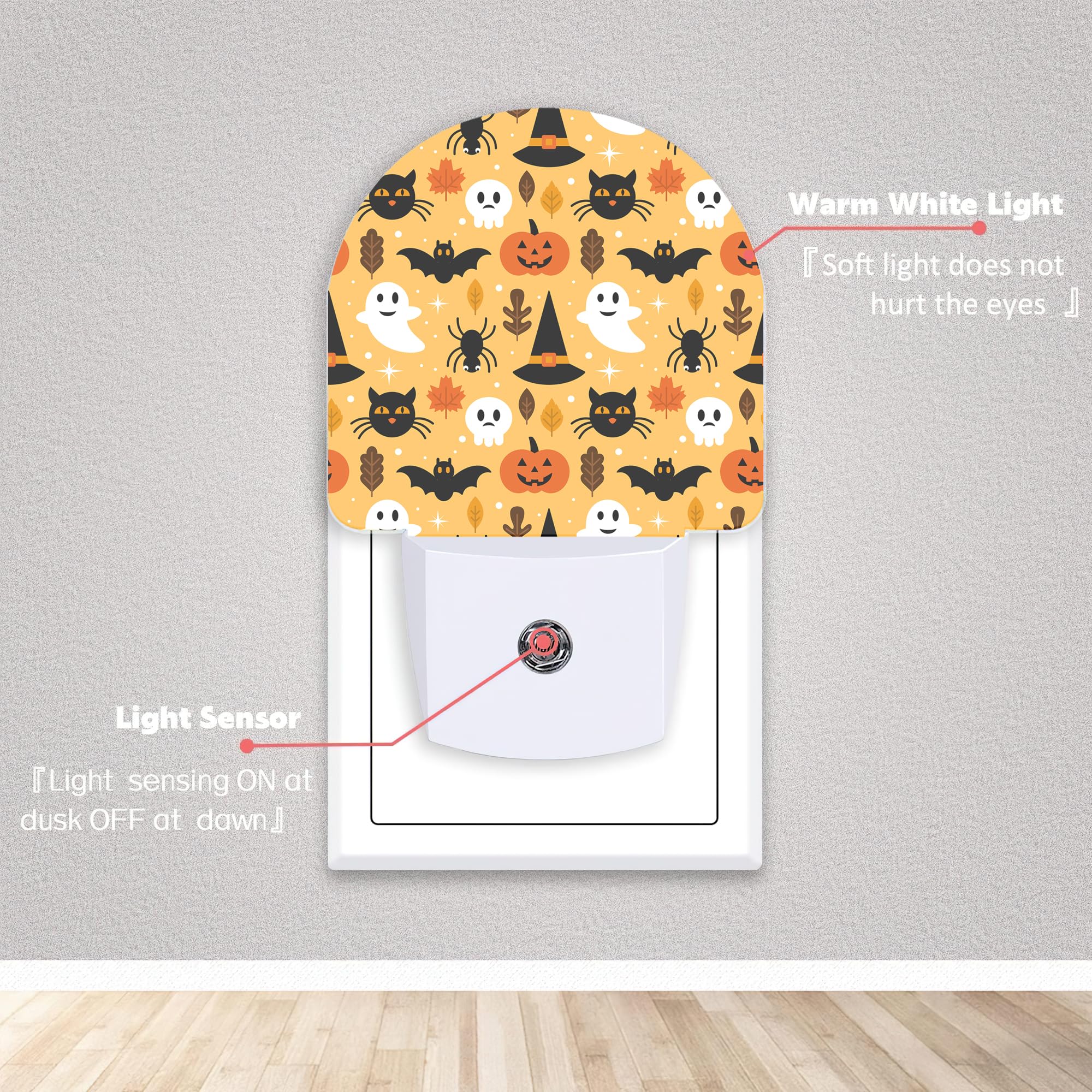 Axxitude Halloween Ghost Skull Pumpkin Cat Night Lights Plug Into Wall For Girls Boys Room,Night Light Led Lamp Dusk To Dawn Sensor Round Lamp For Bedroom Bathroom Hallway Home Wall Decor Nightlight