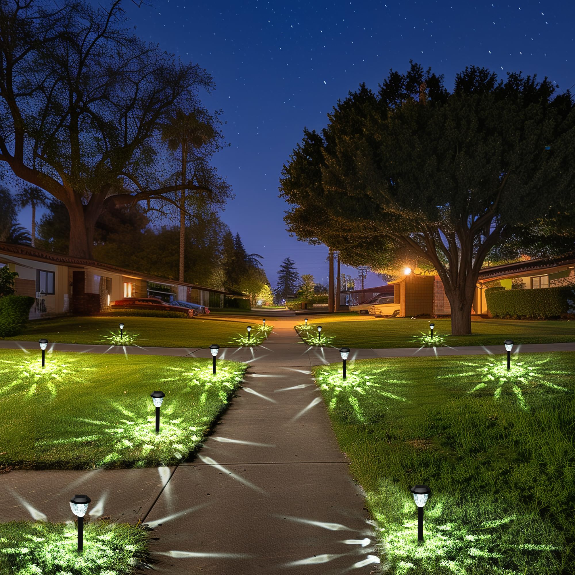 Suncket Solar Outdoor Lights, Bright Solar Christmas Lights Outdoor With Great Pattern, Waterproof Auto On/Off Solar Lights For Outside Garden Walkway Driveway Yard Pathway(8 Pack)