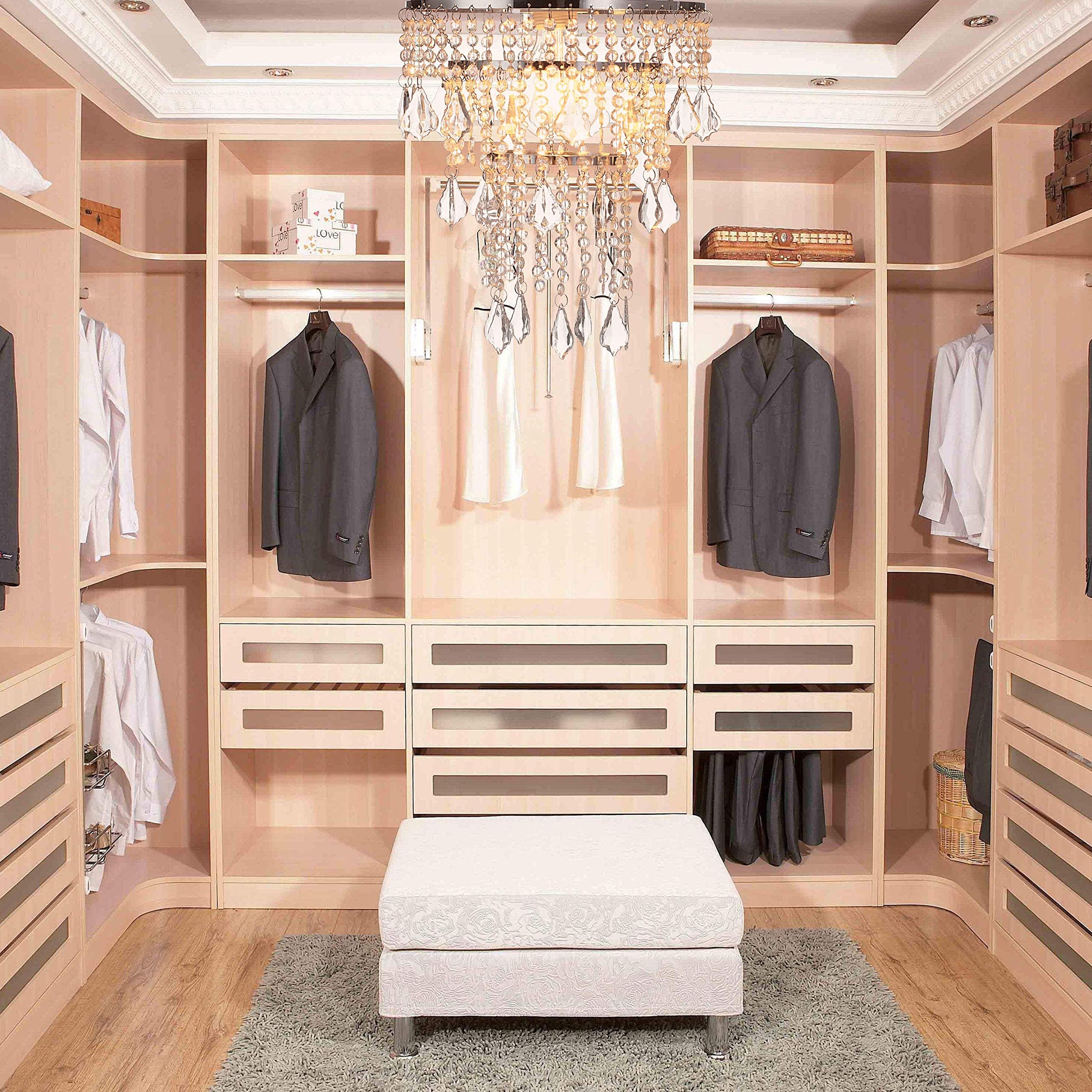 Sunli House Acrylic Chandeliers Lampshade - Mini Crystal Beaded Fixture - Pendant Ceiling Light Shade - For Wedding Bedroom Hallway Bathroom - Gold Chandelier H11.4X D9.84