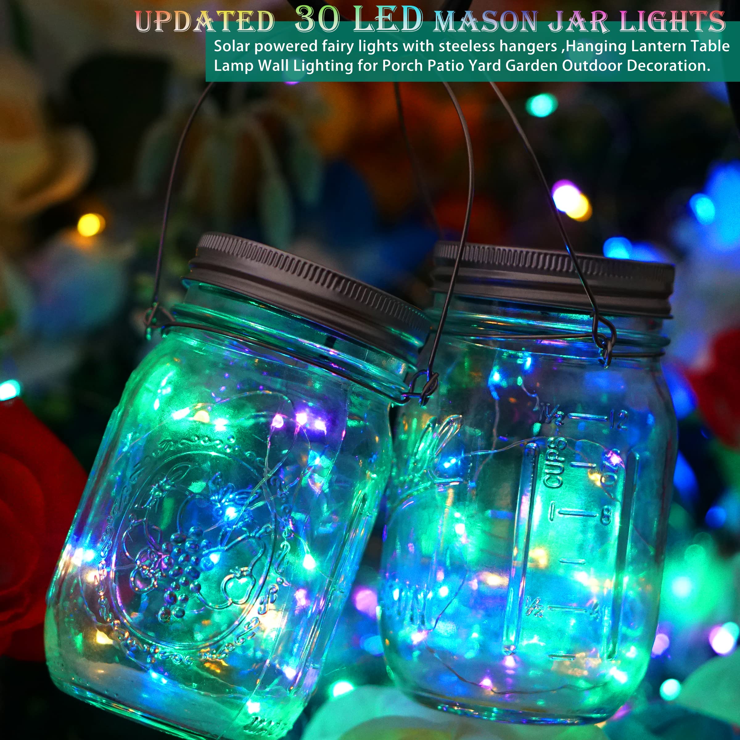 SunKite Solar Mason Jar Lights, 12 Pack, 30 LED, Waterproof Fairy Lights, Multi-colored, Garden Decoration (Jars Not Included)