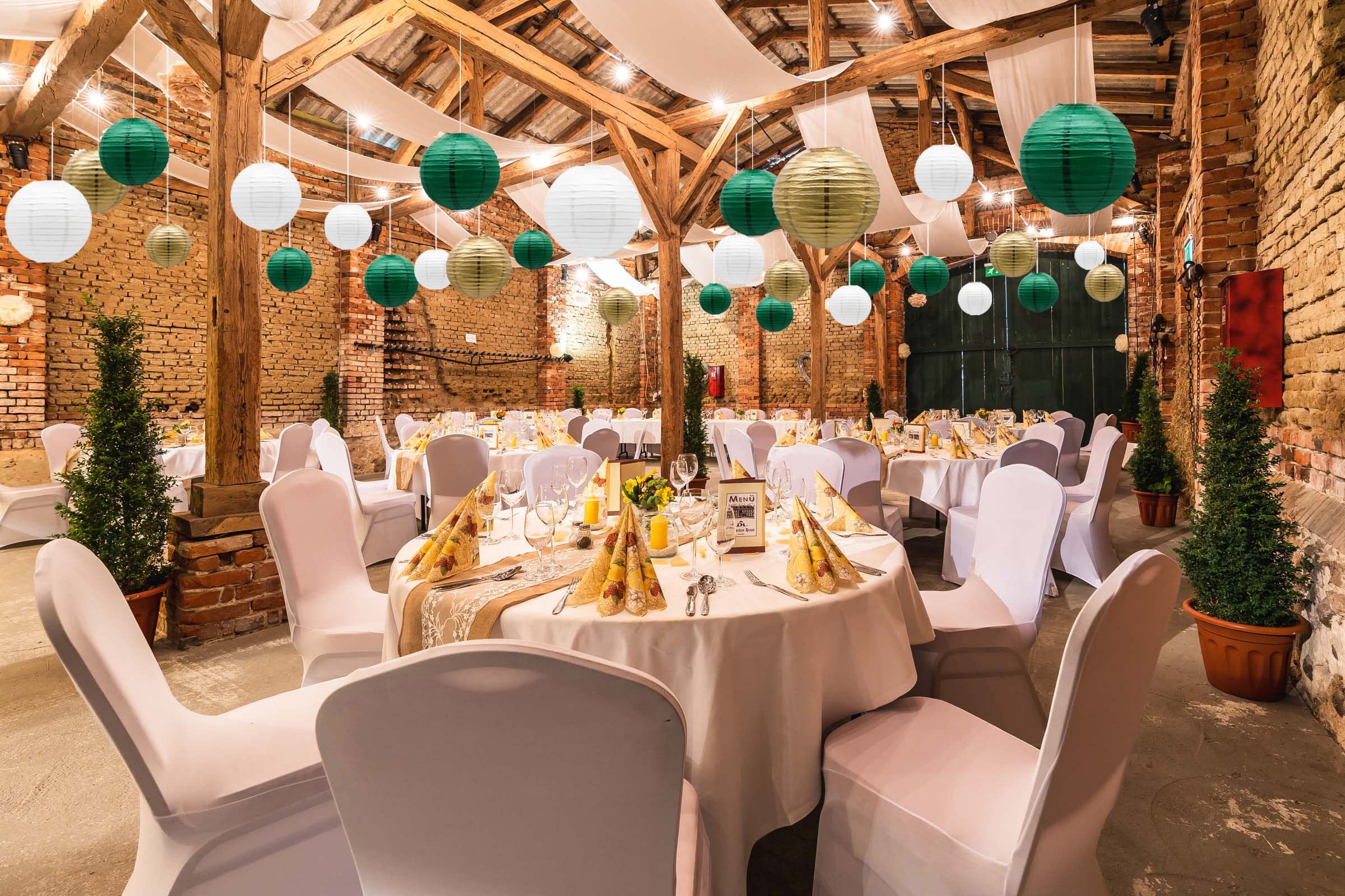 ADLKGG Paper Lanterns, Round Hanging Decorations, Green Gold, St. Patricks Day, Graduation, Wedding, Model: PaperLantern21P006