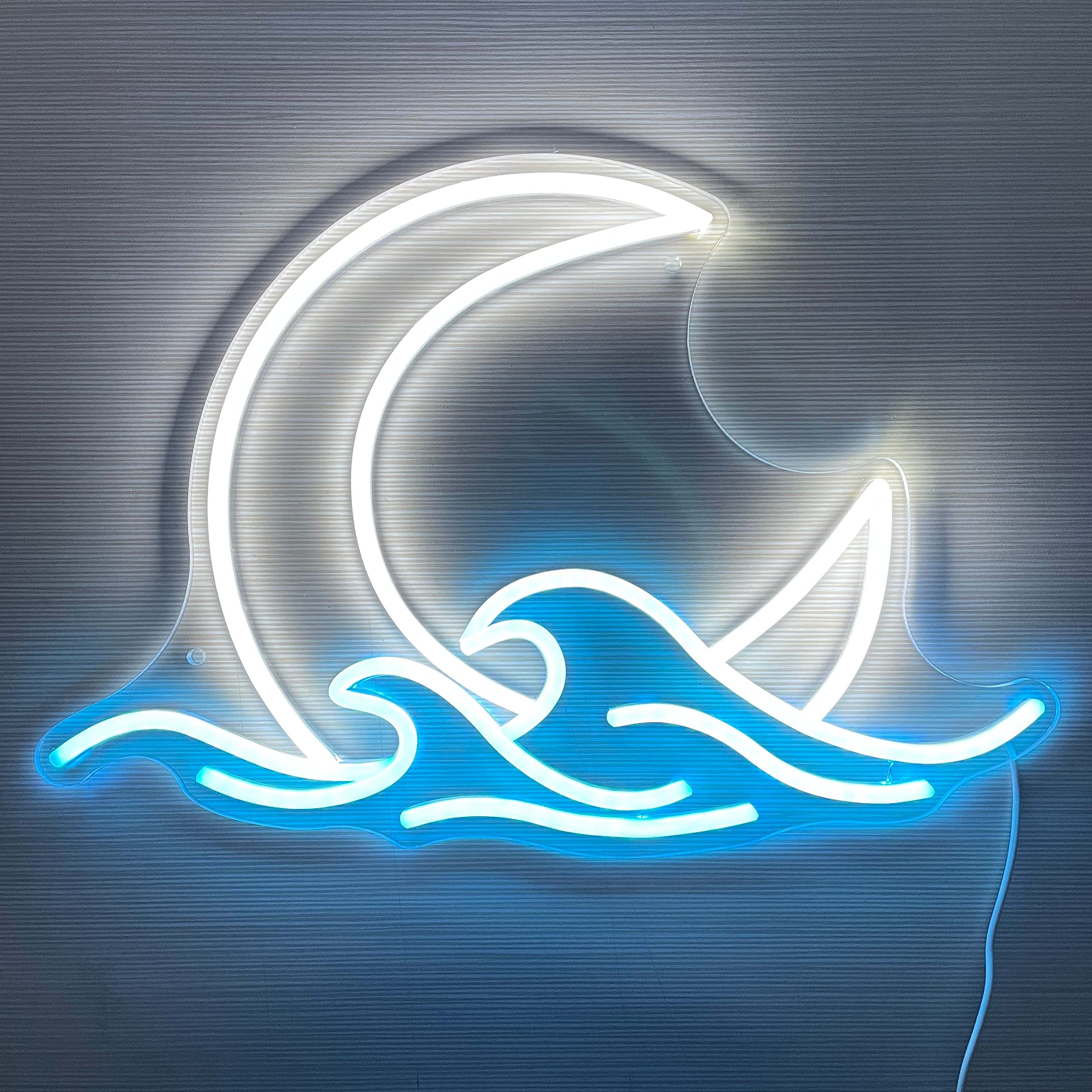 Sunrise Sunset Neon Sign Moon over Sea Neon Light Twilight Wave LED Wall Signs for Room Decor Anime Neon Light Acrylic Moon Sign
