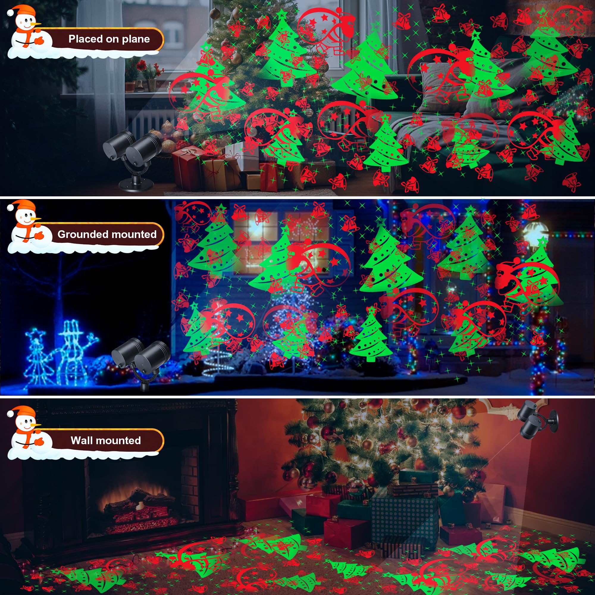 Toodour Christmas Projector Lights Outdoor, Double Head Dynamic Projector Christmas Lights With Timer - Waterproof Holiday Decor