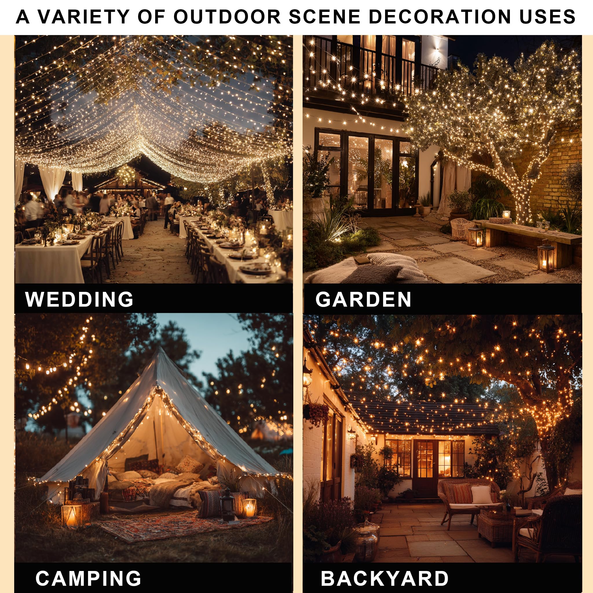 Dazzle Bright Christmas String Lights  600 Led 196 Ft Waterproof Green Wire String Lights With 8 Lighting Modes Timer  Christmas Decorations Outdoor For Party Yard Garden Xmas Tree Decor  Warm White