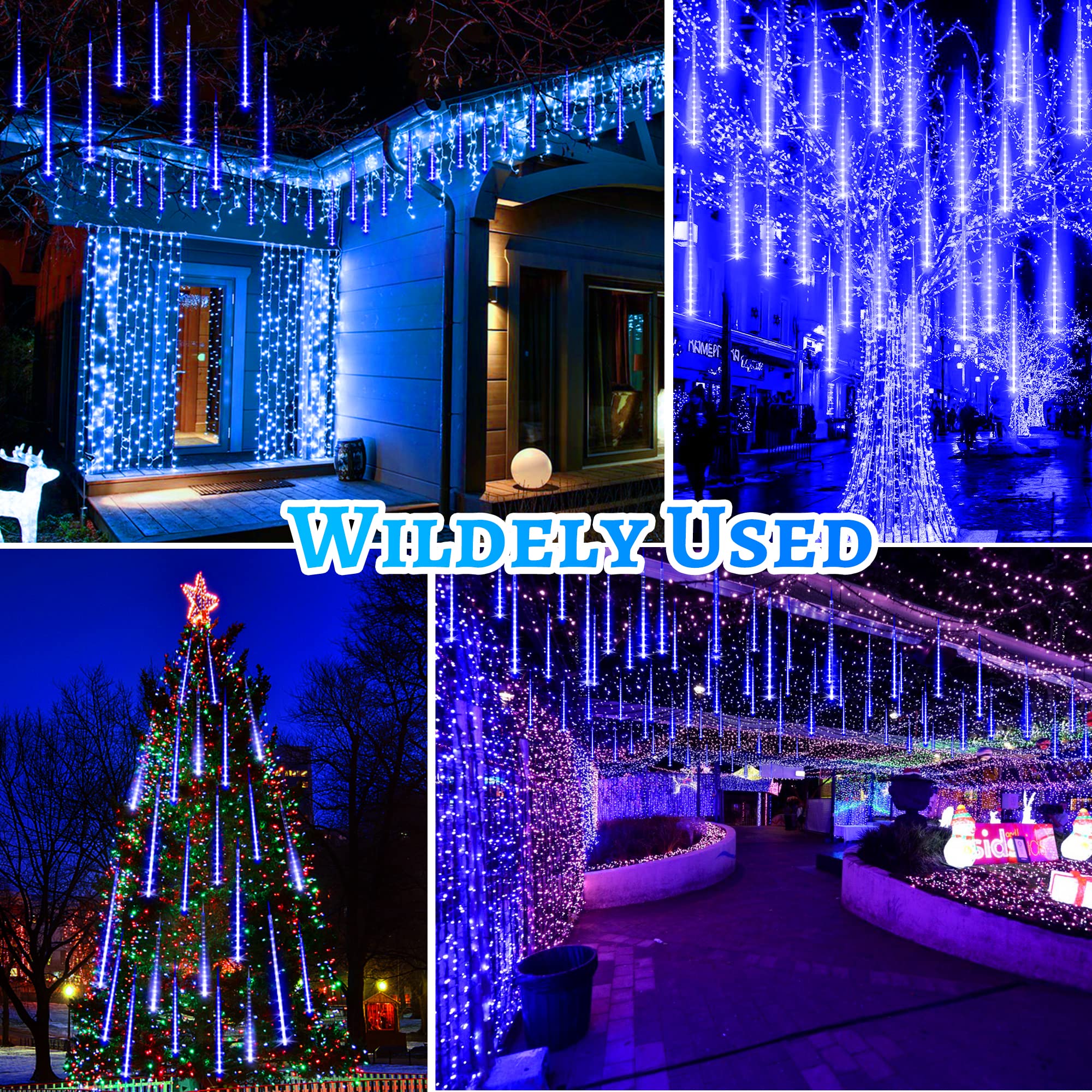 Knonew Meteor Shower Lights 15 Inch 24 Tubes 672 Led Christmas String Lights Plug In Outdoor Waterproof Falling Rain Lights For