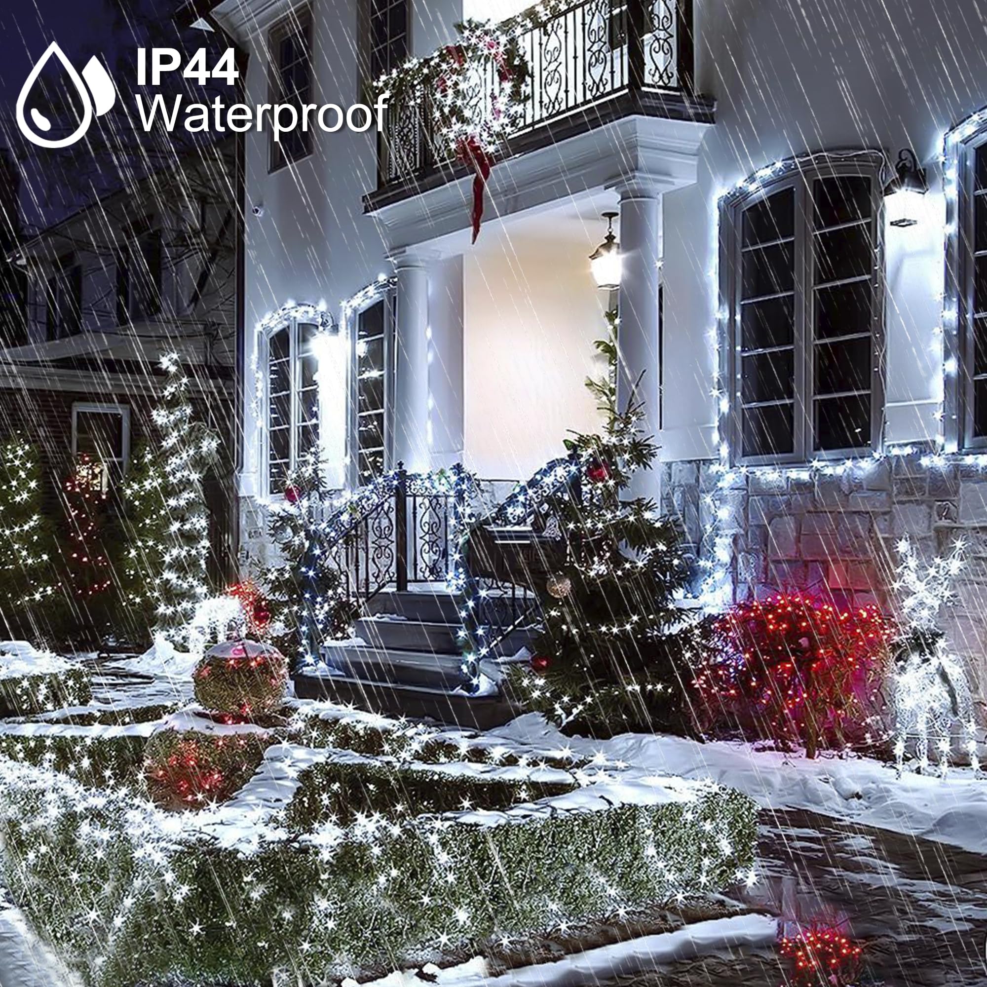 weillsnow 500 LED Christmas Lights, Waterproof, 164FT, White, Model HB-500COI, Indoor Outdoor Decoration
