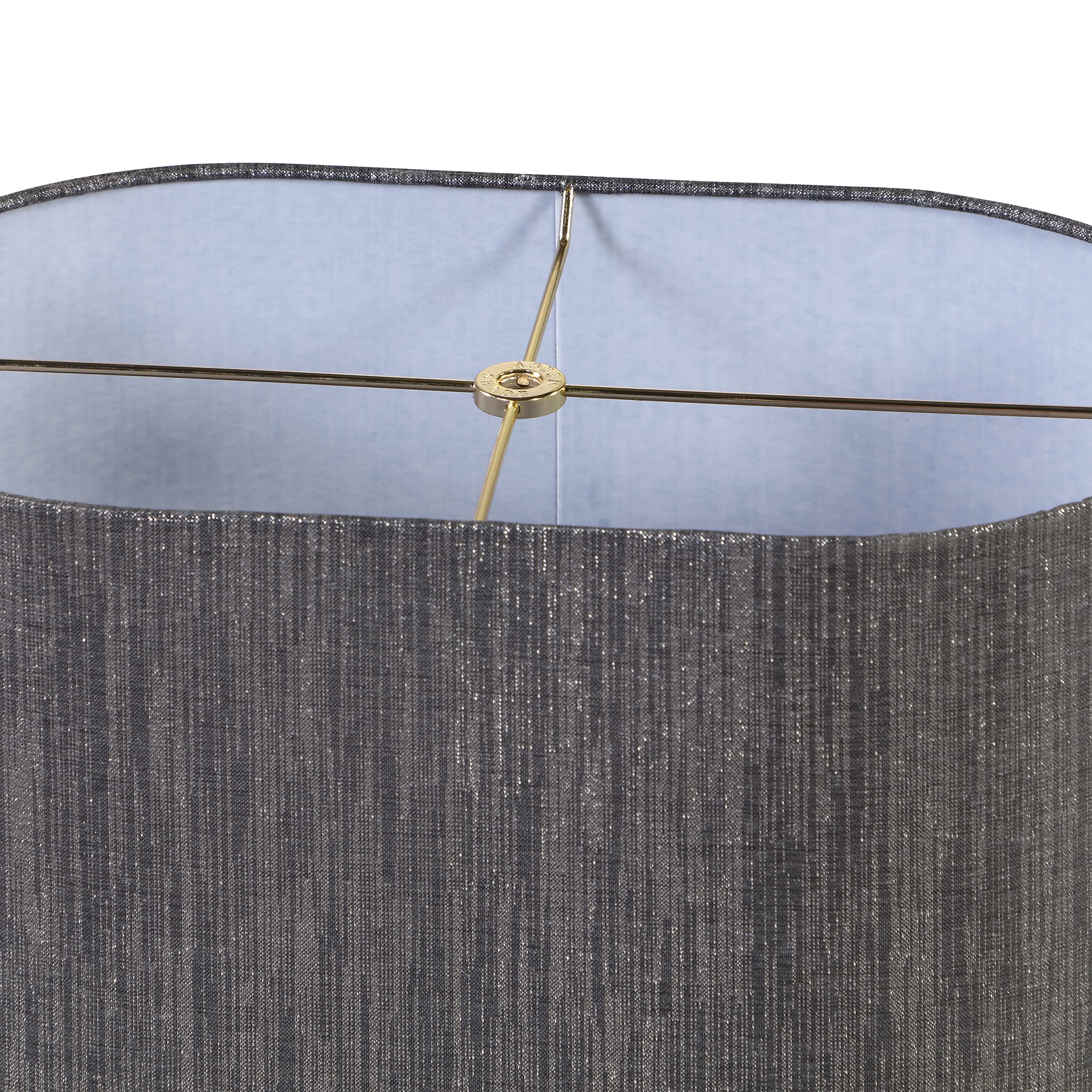Aspen Creative 37003, Hardback Oval Contemporary Spider Shade, Dark Sliver Grey Burlap Texture Fabric, 9+15-1/2&quot; Top X 9+15-1/2&quot; Bottom X 11&quot; Height