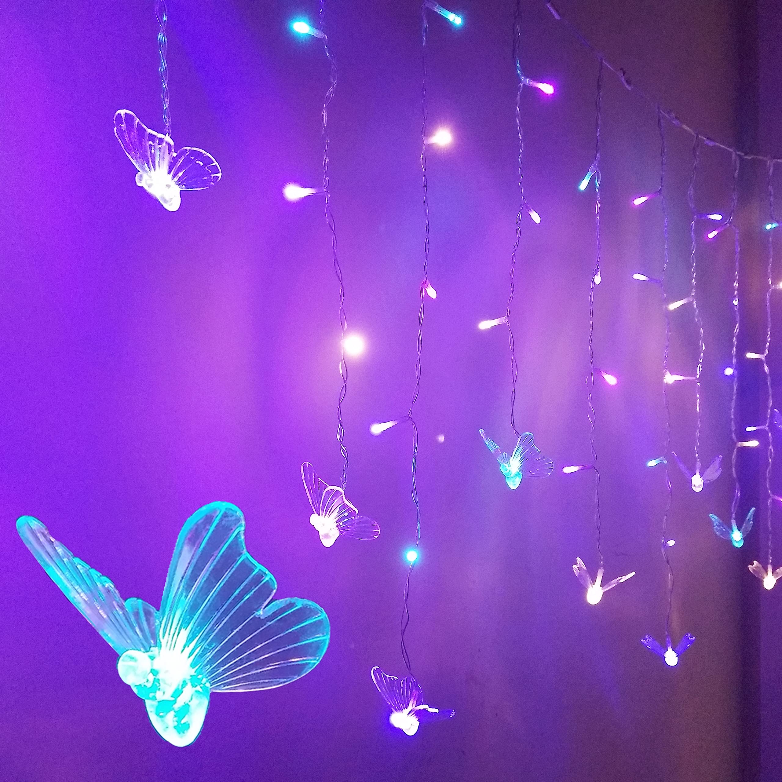 Butterfly Fairy Lights for Bedroom Curtain Lights Twinkle Pastel Cute String Lights Led Hanging for Kids Girls Room for Wall Bed