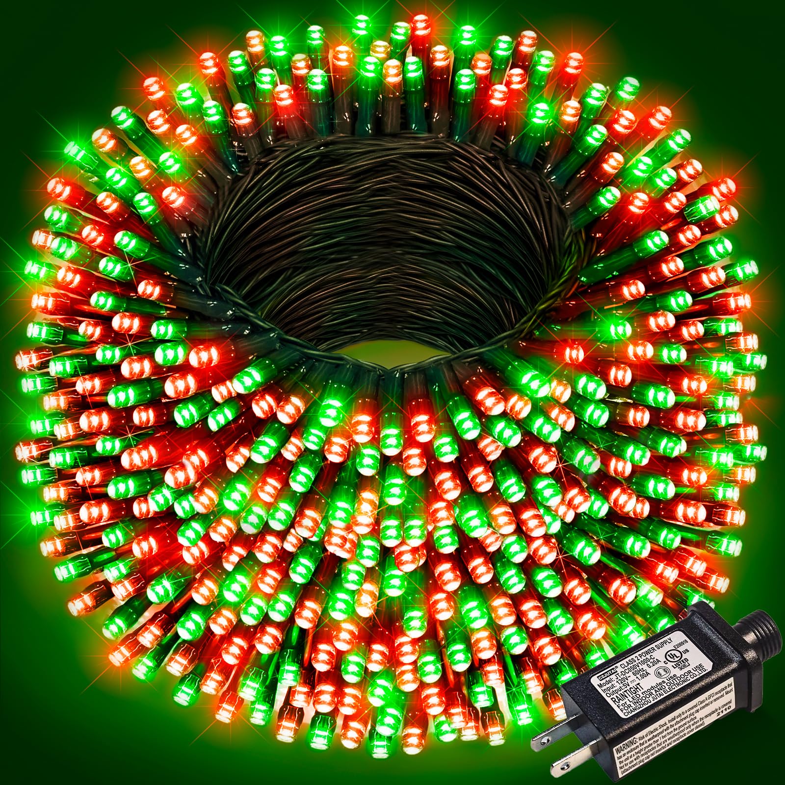 800 LED Christmas Lights Outdoor, 262FT Christmas Tree Lights with 8 Modes Waterproof, Plug in Twinkle Tree Lights Green Wire fo