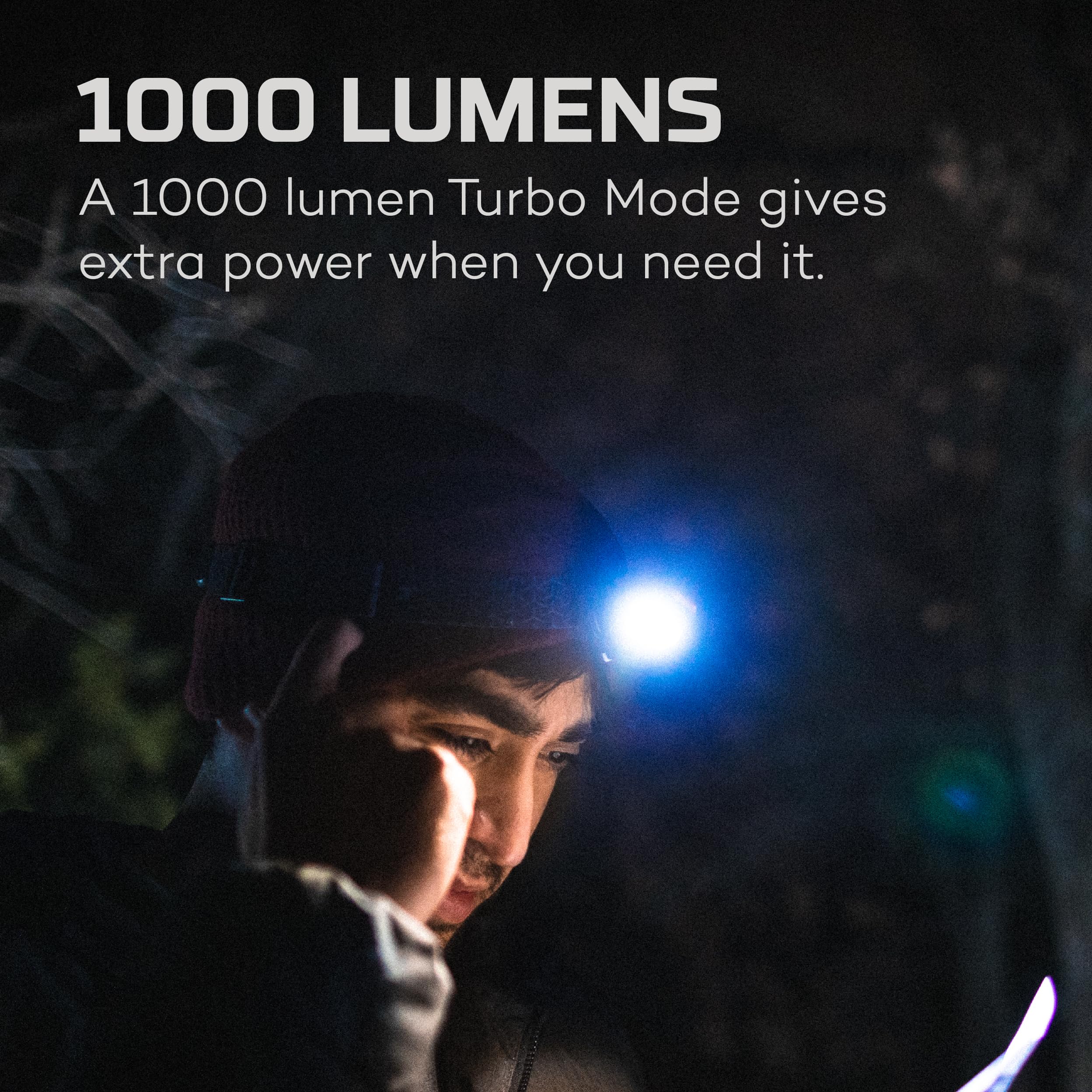 NEBO Einstein Powerful 1000 Lumen Headlamp with Flexpower, Compact Low-Profile Headlamp with 5 Light Modes, Black