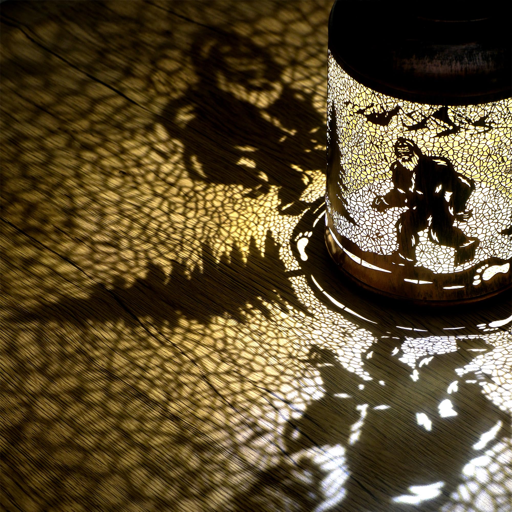 Litray Bigfoot Solar Lantern - IP65 Waterproof LED Metal Light, 6.69" Copper - Perfect for Patio, Pathway, or Tabletop Decor