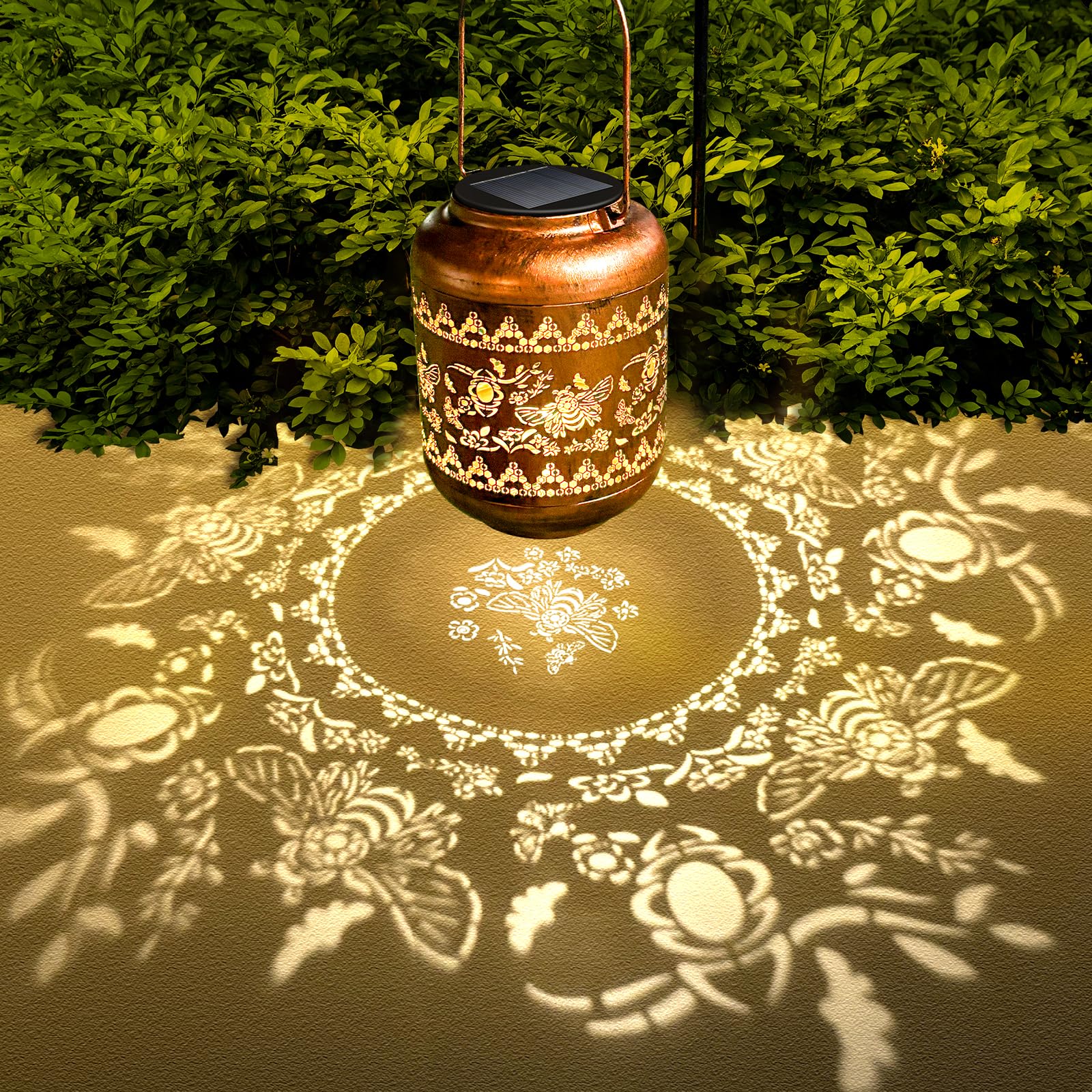 Bee Solar Lanterns Outdoor Hanging Waterproof Bee Garden Decor Christmas Gifts For Women Mom Grandma Metal Solar Lights Decorati
