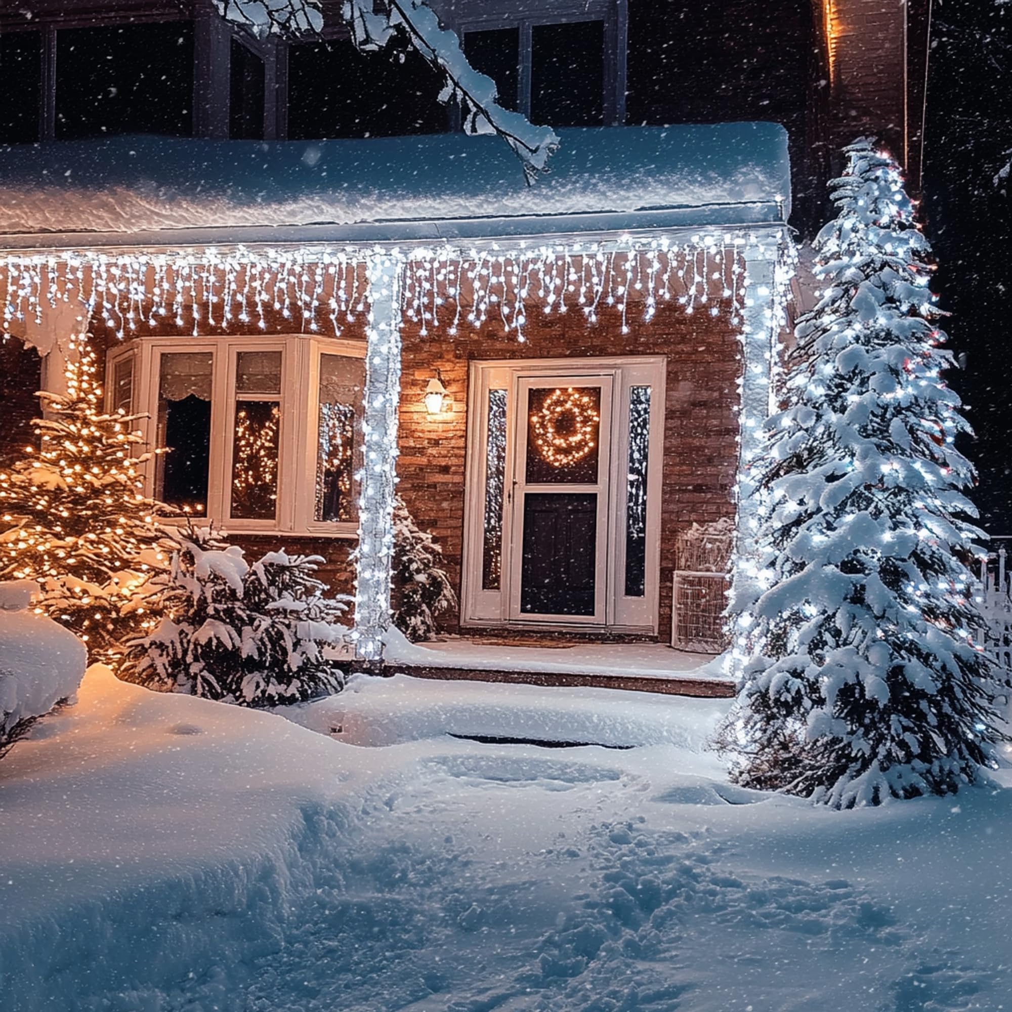Dazzle Bright Christmas Icicle Lights, 88.5 Ft 1080 Led 8 Modes Curtain Fairy Lights With 180 Drops, Xmas String Lights For Outd