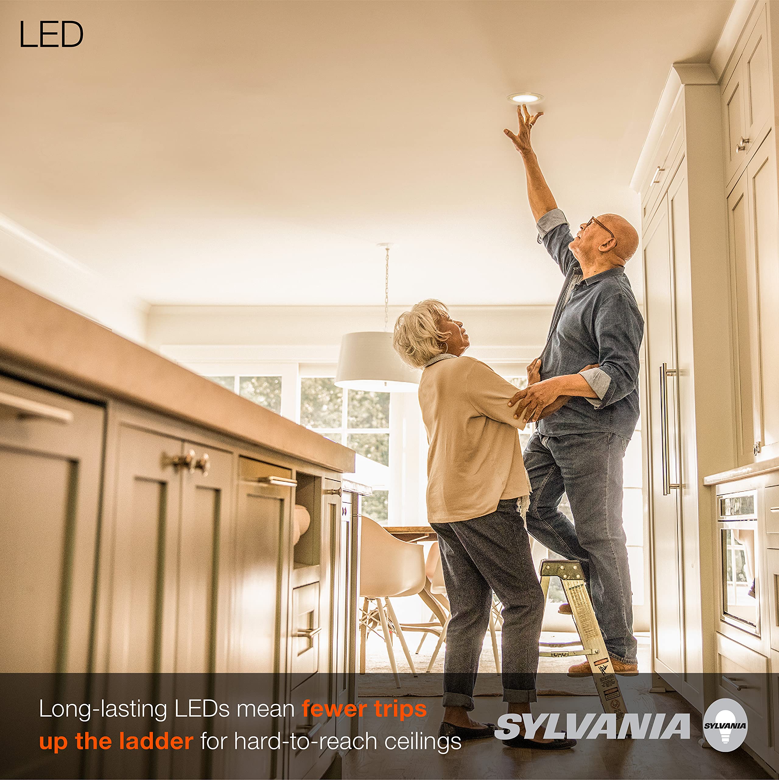 Sylvania 5 /6  Led Recessed Lighting Downlight With Trim  8.5W=65W  Dimmable  675 Lumens  White  3000K  Wet Rated / Ul / Energy Star - 4 Pack (62023)