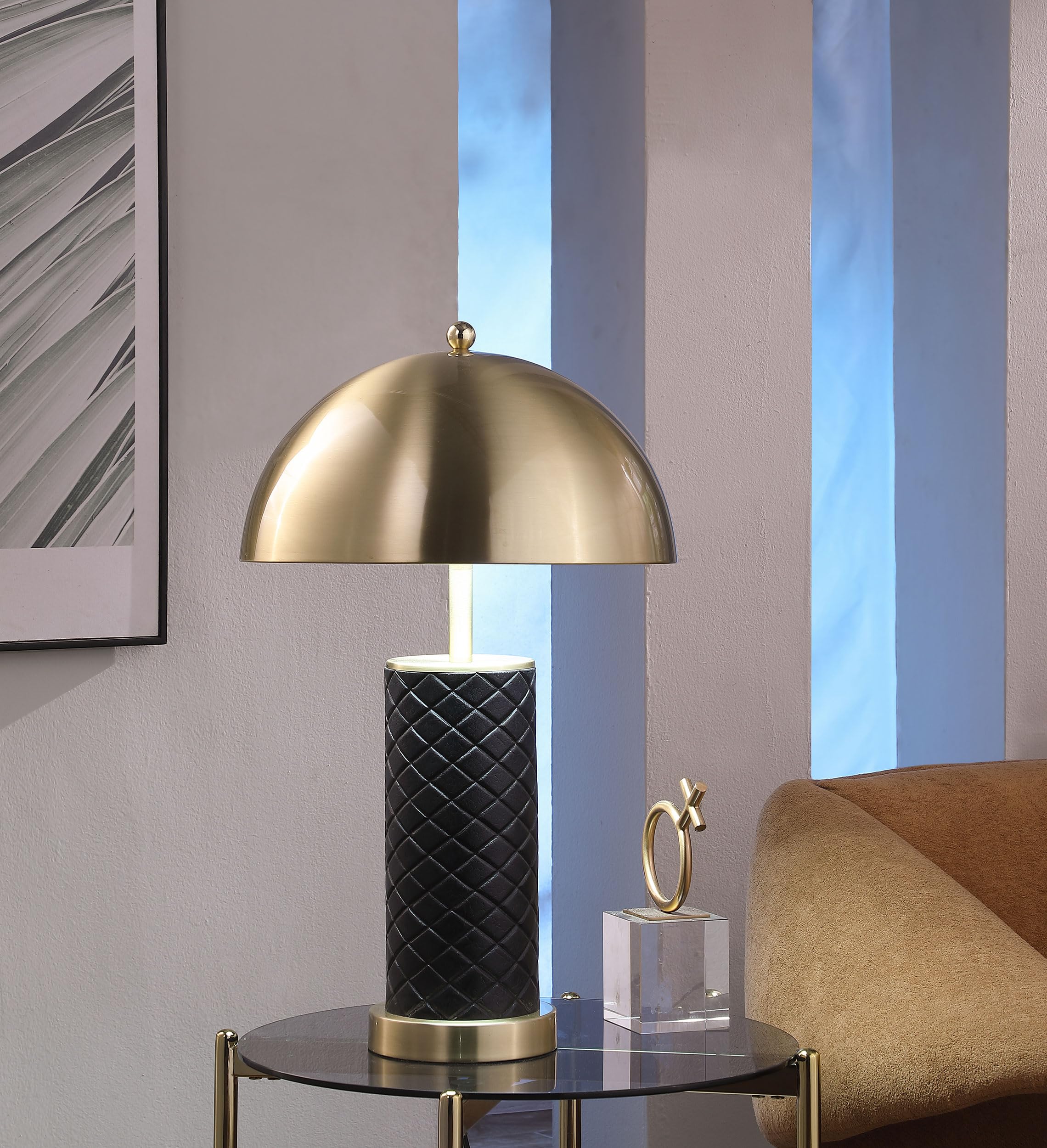 Coaster Home Furnishings Ferris 23-Inch Dome Quilted Table Lamp Black (Set Of 2)