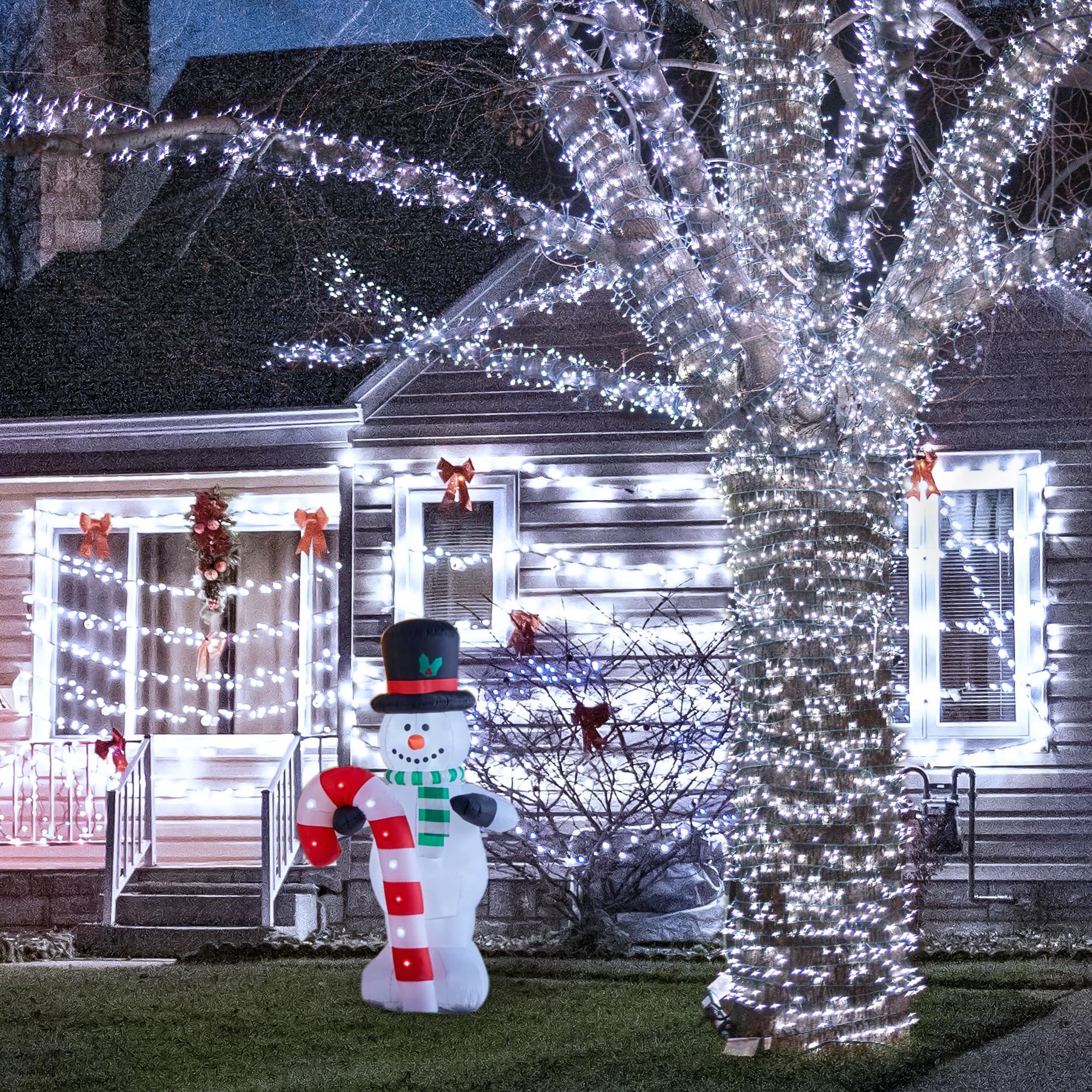 Jmexsuss 2 Pack White Solar String Lights, Each 100 Led 33Ft Solar Christmas Lights Outdoor Waterproof, 8 Modes Green Wire Solar Lights For Outside Garden Wedding Party Decoration