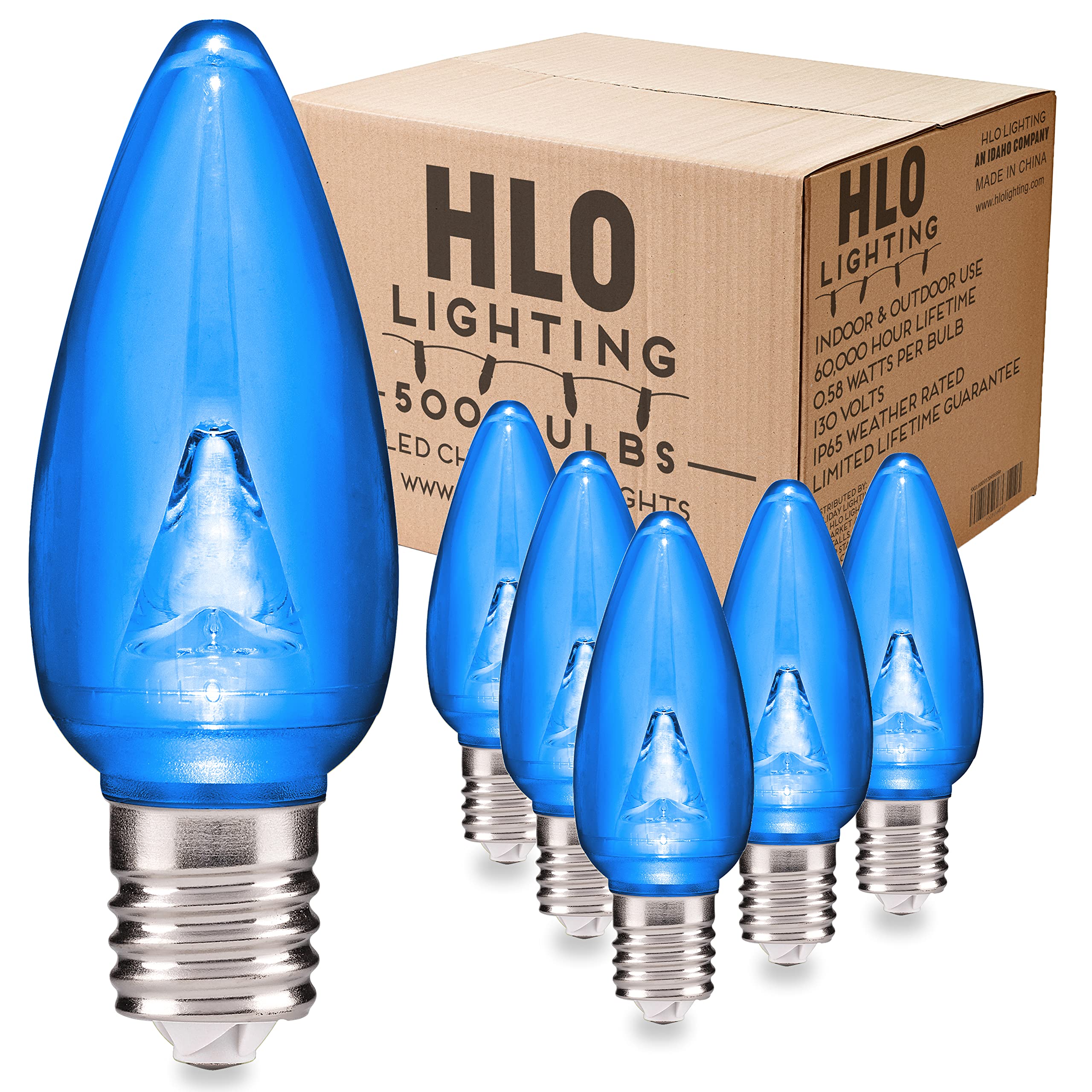 HLO Lighting Smooth C9 Christmas Lights | Blue LED Bulbs for Indoor & Outdoor Christmas Decor | Set of 500