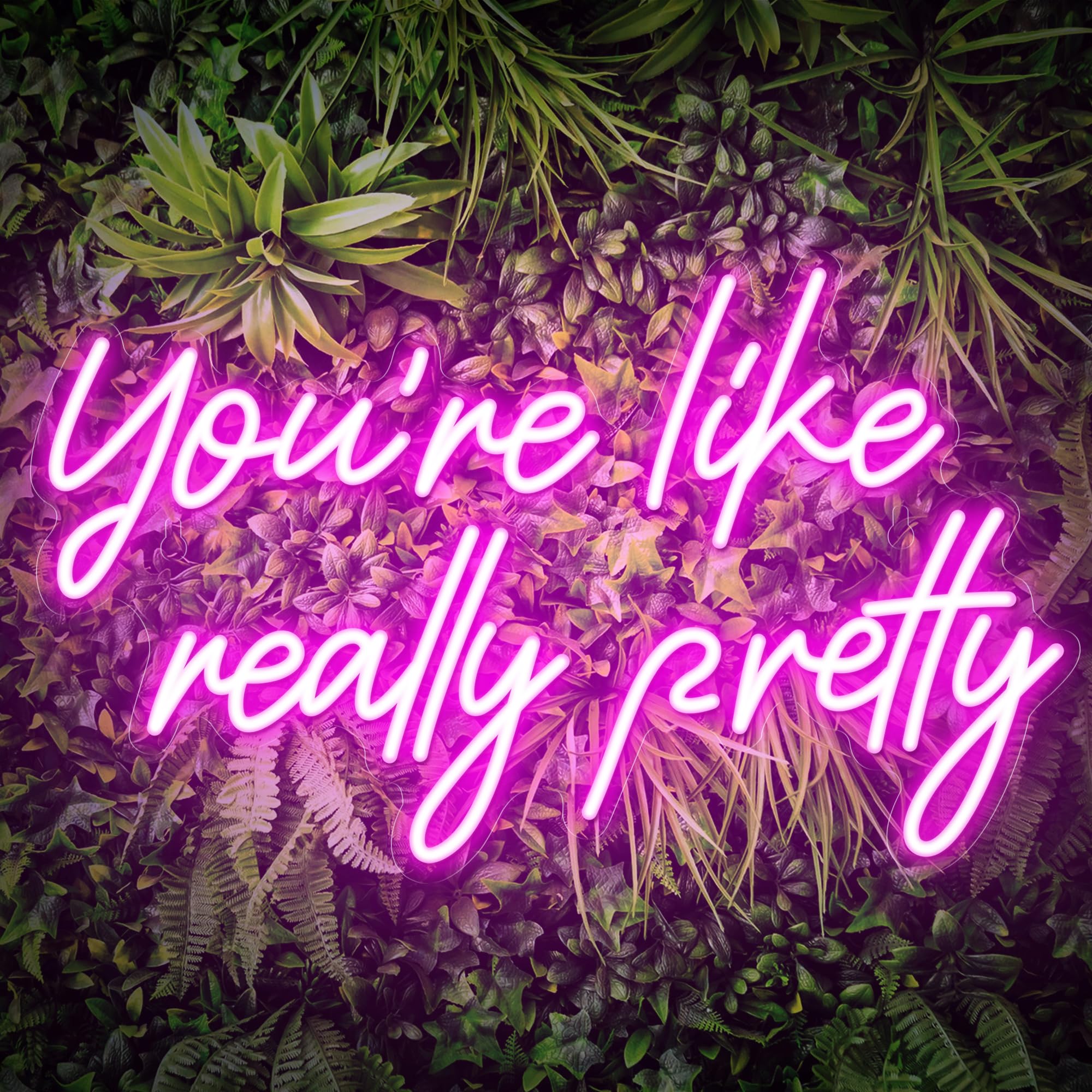 Kavaas Neon Sign - Youre Like Really Pretty Wall Decor, Pink, 16.5in x 9.7in