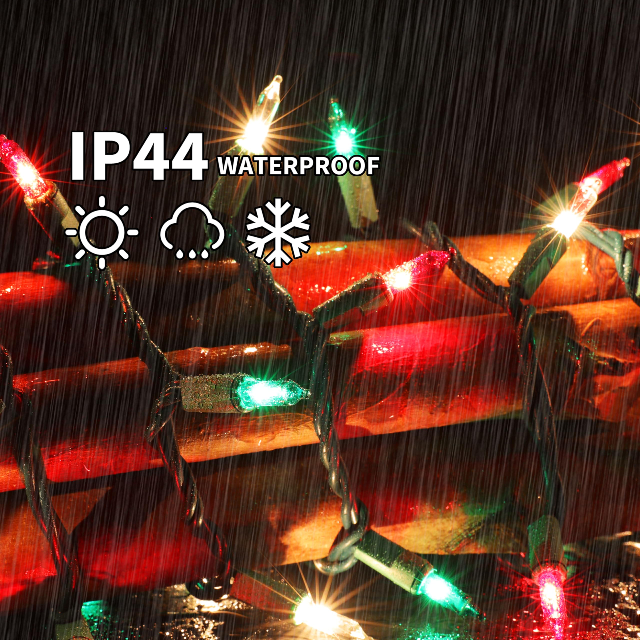 Lamphome Super-Bright Extendable Warm White Green Red Christmas Lights Decoration 100Lights 19.6Ft Ul Certified Mini Bulb String Lights For Outdoor Christmas Tree Garden Patio Wedding Decor