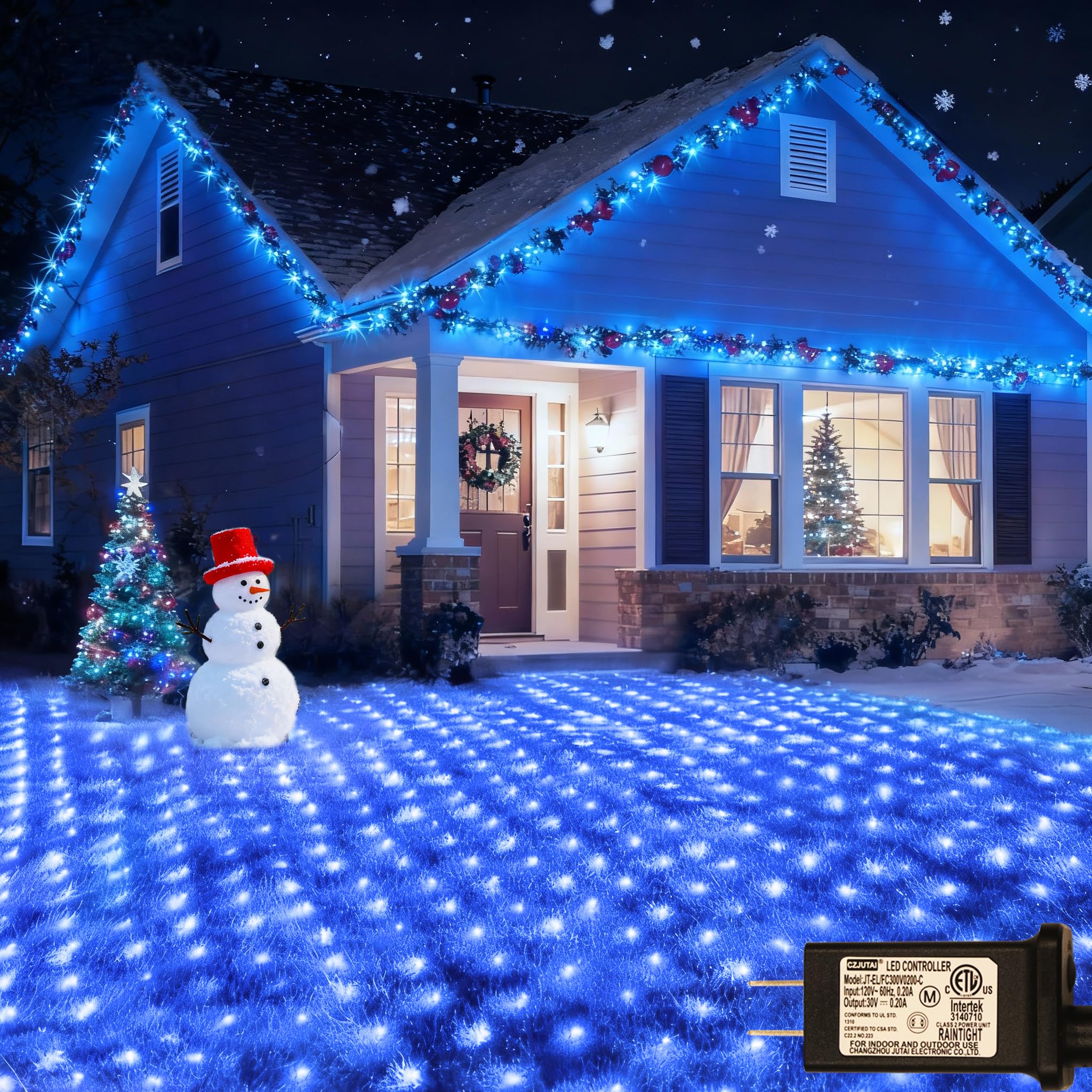 360Led Net Lights  21Ft X 5Ft Connectable Christmas Mesh Lights With Timer & 8 Lighting Modes  Waterproof Outdoor Bush String Light For Halloween Xmas Tree Holiday Party Garden Hedge Patio - Blue