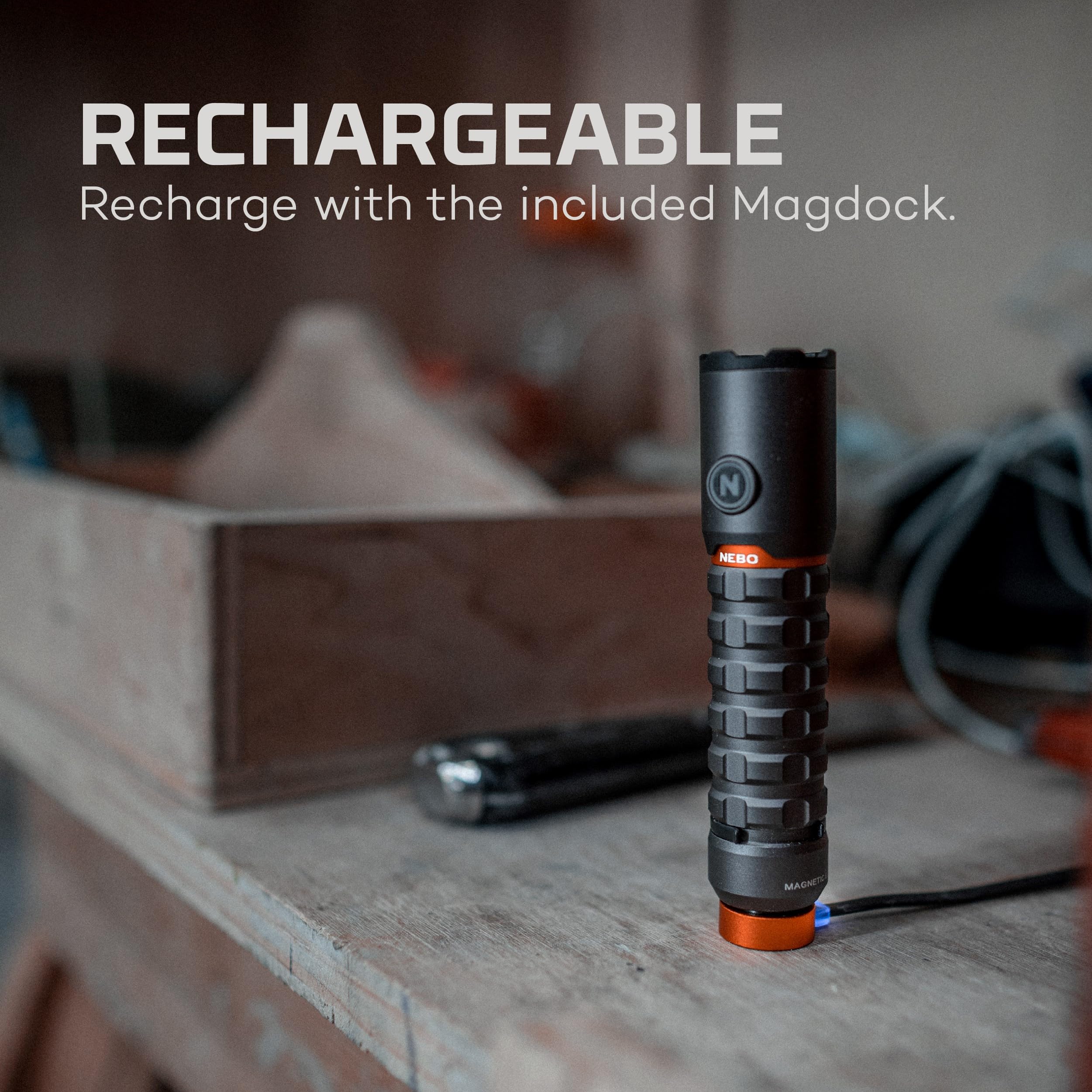 NEBO Redline Torchy 2K Pocket Flashlight - 2000 Lumen, Wireless USB Rechargeable, Water & Impact Resistant, Storm Gray, Model NEB-FLT-1006