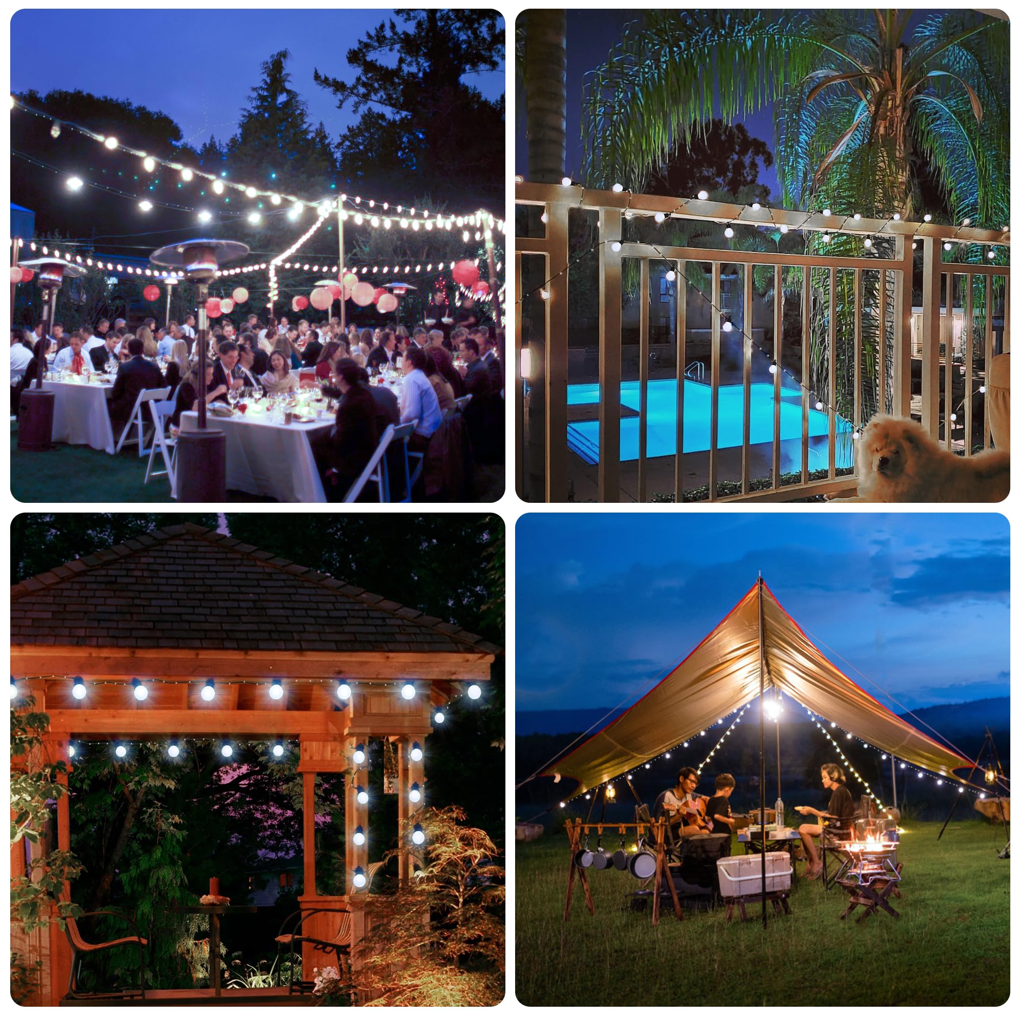 Solar String Lights Outdoor With 20 G40 Bulbs Waterproof 33 Feet 100 Led Solar Powered Lights With Usb Port 8 Light Modes Solar