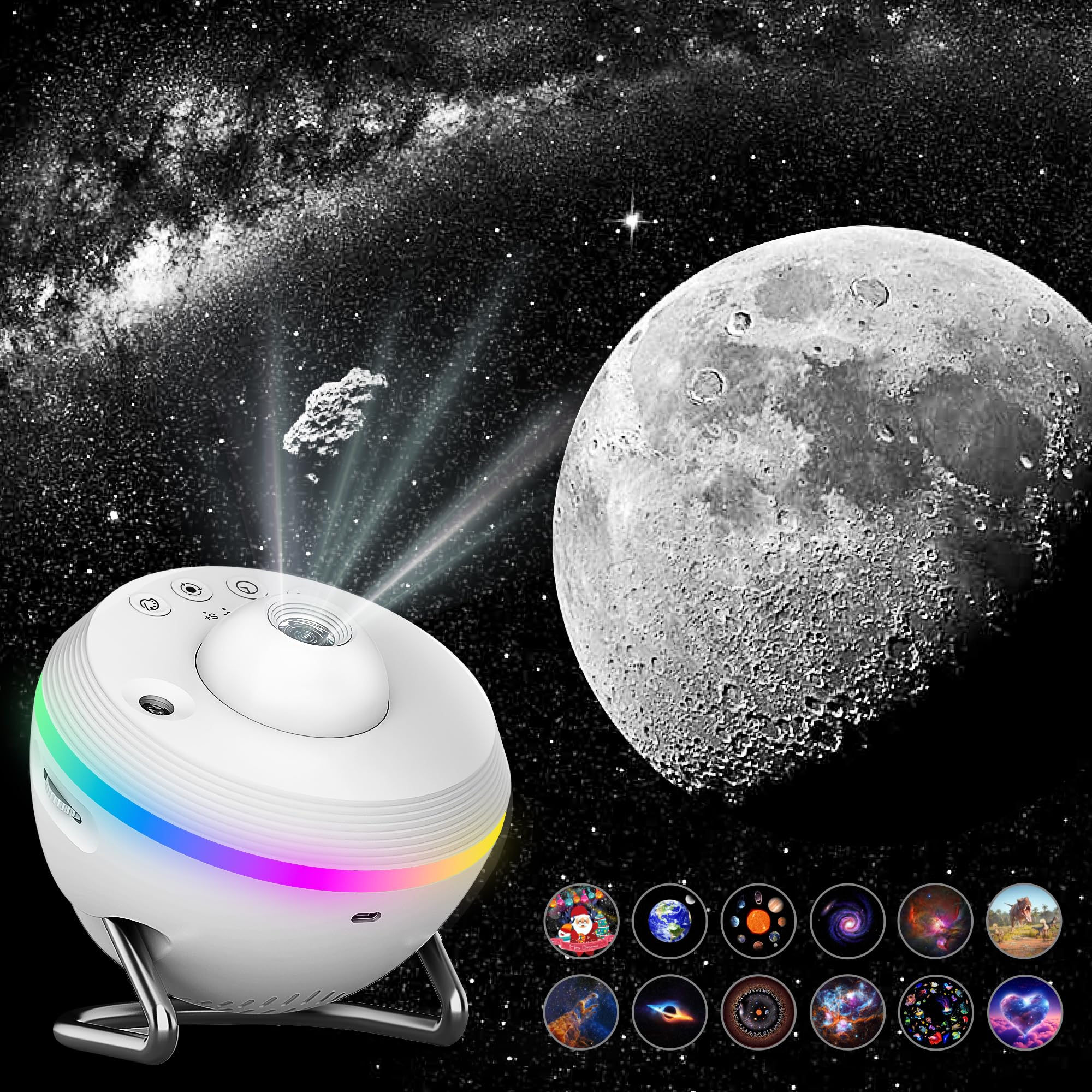 VOLIVO Galaxy Projector, HD 13 in 1 Star Projector, Adjustable Timer, RGB Lighting, Space Lamp, White, 1 Size