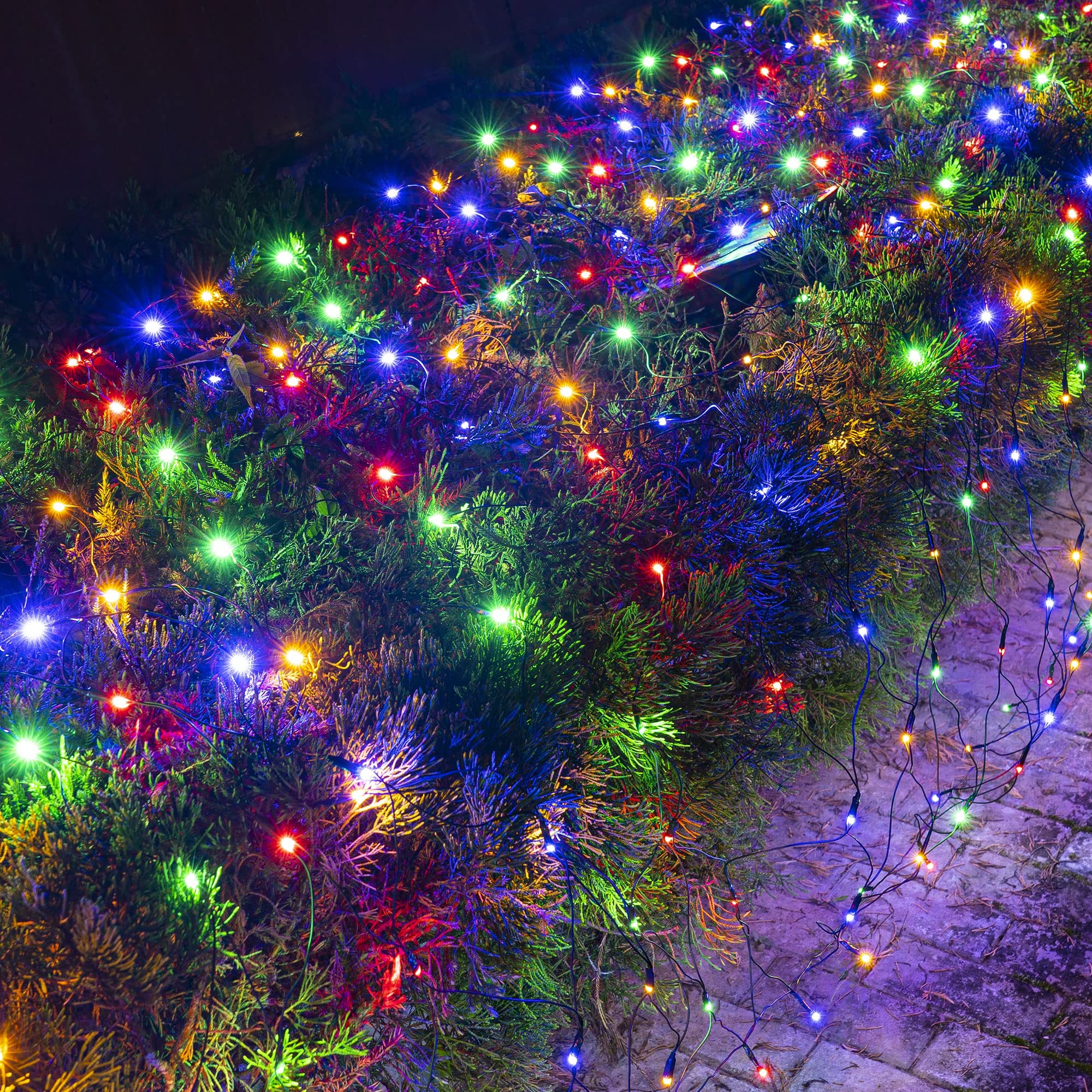 Dazzle Bright 200 LED Net Lights, 9.8 FT x 6.6 FT, Multi-Colored, Connectable Mesh with 8 Lighting Modes, Clear Wire, Model HB-