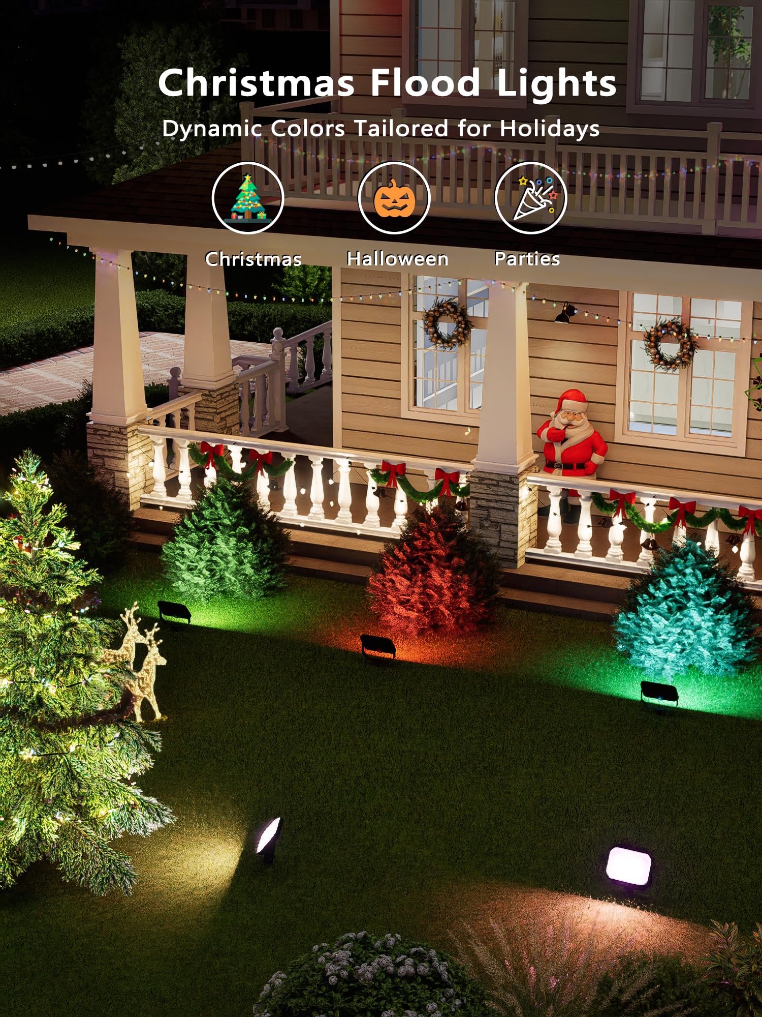 BrizLabs RGBCW Smart Flood Lights - 6 Pack LED Landscape Lights, IP65 Waterproof, APP & Voice Control, Plastic, Model: cb34a1c2-803e-42