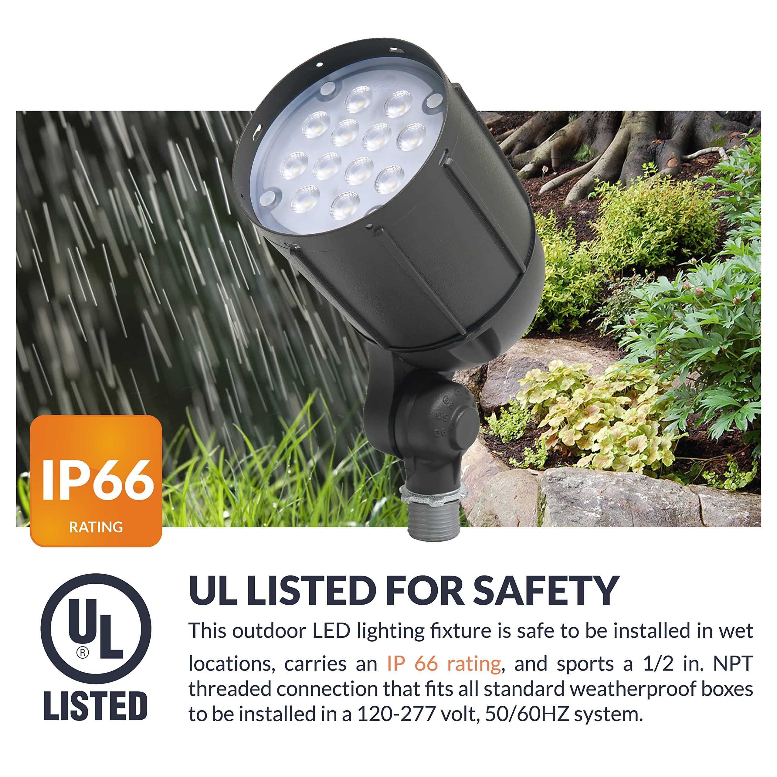 Newhouse Lighting 12-Watt LED Flood Light, Weatherproof, Bronze, Aluminum, Model V5BLF12BRZ, Ideal for Outdoor Use in Backyards and Playgrounds