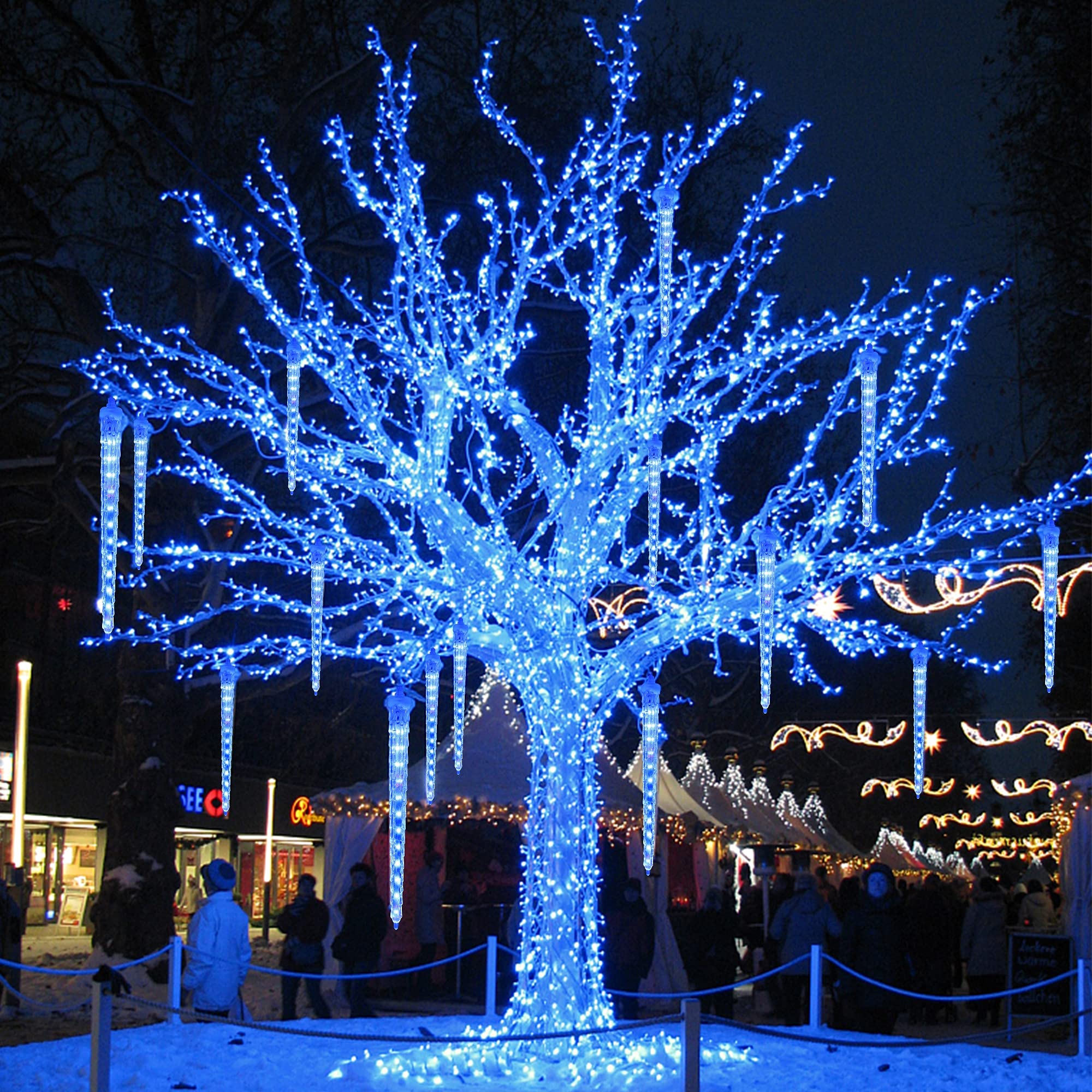 WATERGLIDE Meteor Shower Lights, 12in Icicle Christmas Lights, 192 SMD LED, Blue, Model 2ca14853-552b-4d77-944b-