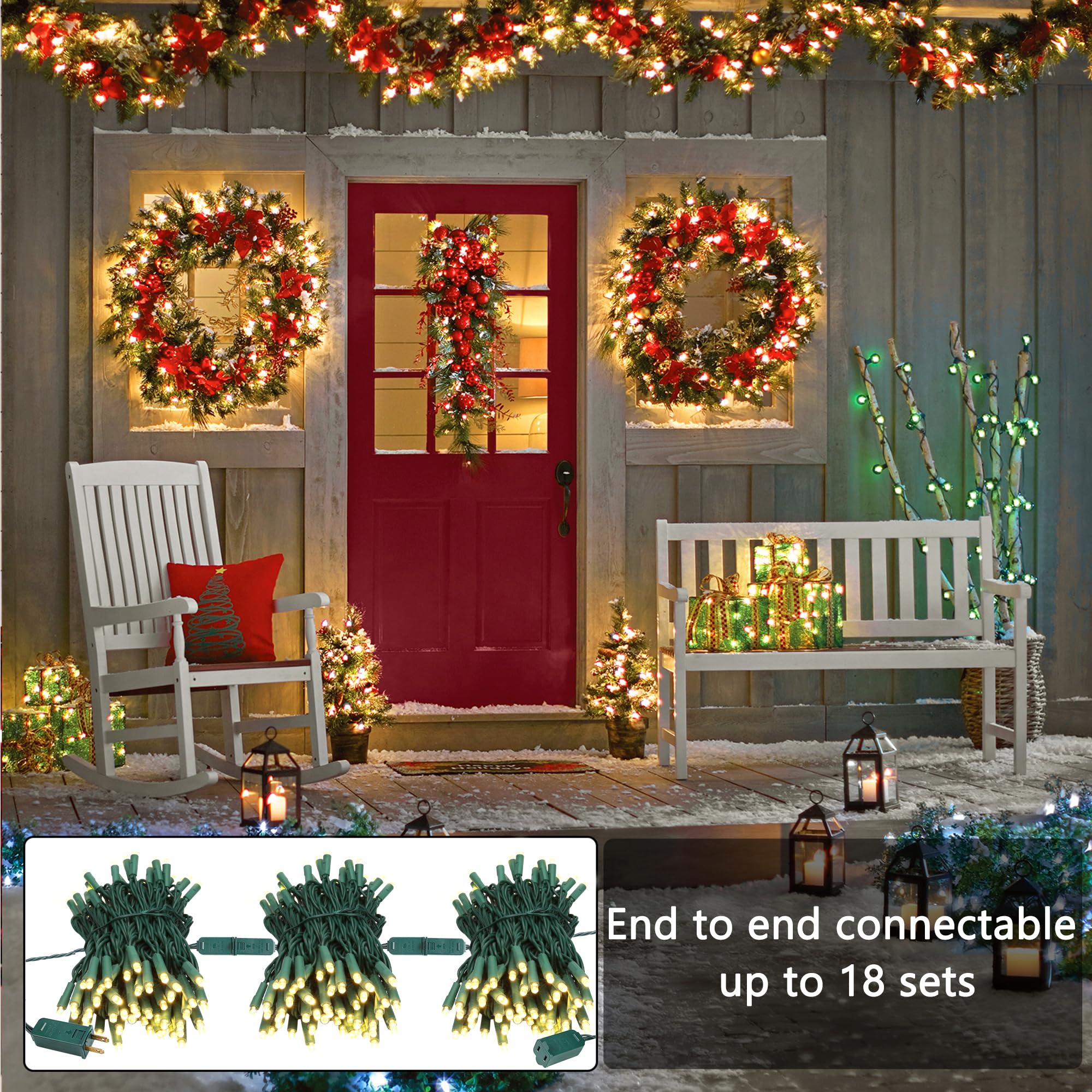 Odeetronic Warm White Christmas Lights, 33Ft 100Led Twinkle Christmas Lights, 5Mm Wide Angle Christmas Tree Lights Connectable,