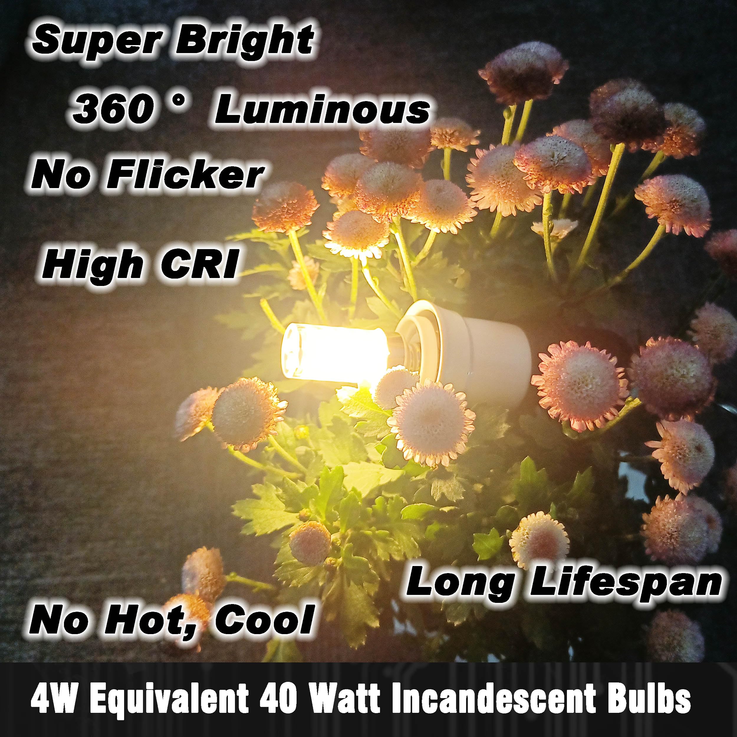 Hylroe E12 12V LED Candelabra Bulb, 4W 450Lm, Warm White 2700K, Aluminum, Non-Dimmable, 4-Pack for RV