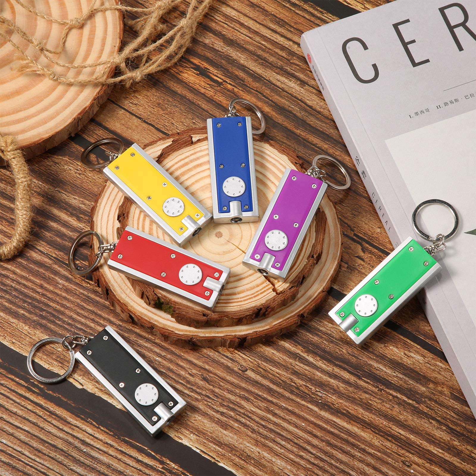 Mudder Mini LED Keychains - 12 Pcs Portable Flashlight Key Ring, Bright Color, Plastic, Model codgjpl-013
