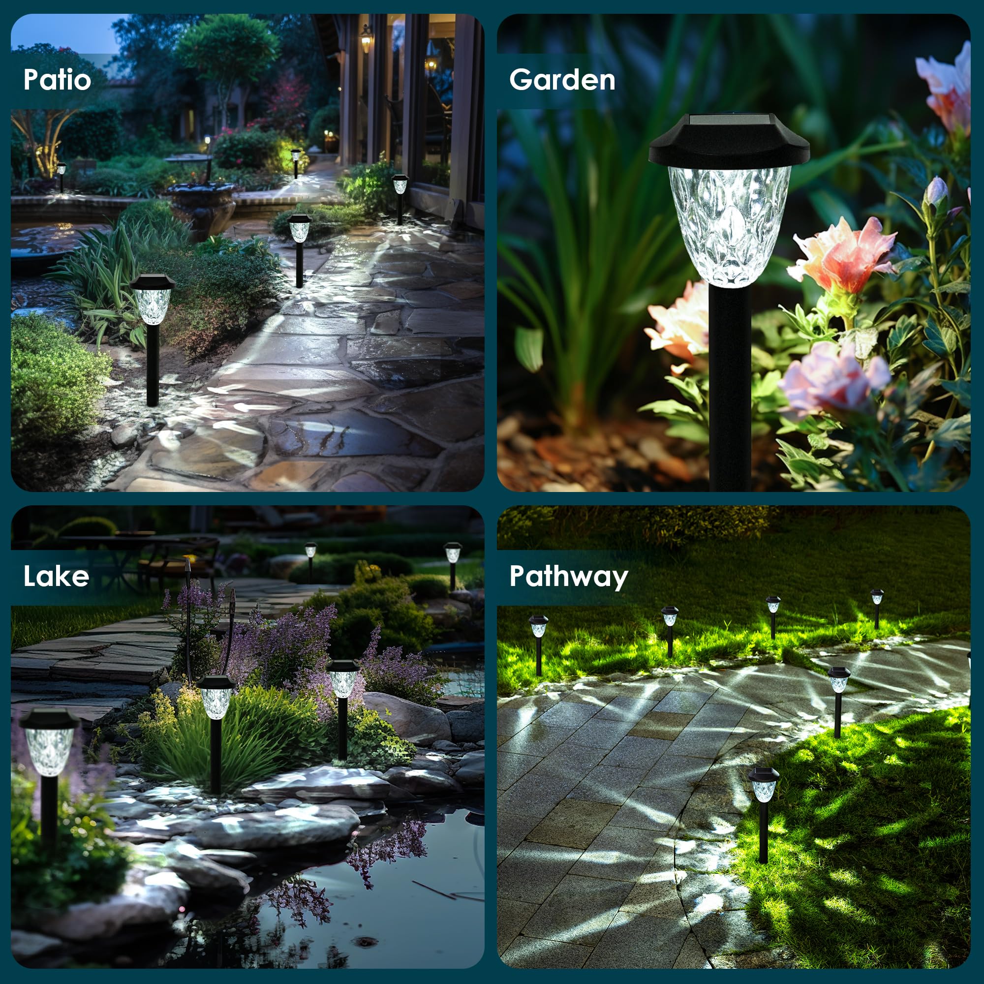 Suncket Solar Outdoor Lights, Bright Solar Christmas Lights Outdoor With Great Pattern, Waterproof Auto On/Off Solar Lights For Outside Garden Walkway Driveway Yard Pathway(8 Pack)