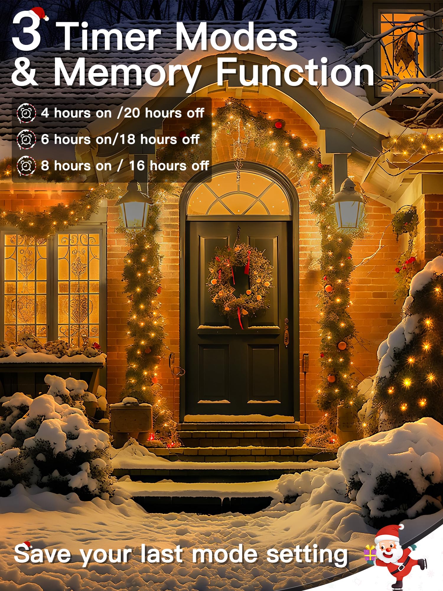 Guhope Christmas Lights 131Ft 400 Led  Christmas Tree Light With 8 Lighting Modes  Outdoor Waterproof String Lights With Remote And Timer  Fairy Light For Holiday Decor (Warm White)