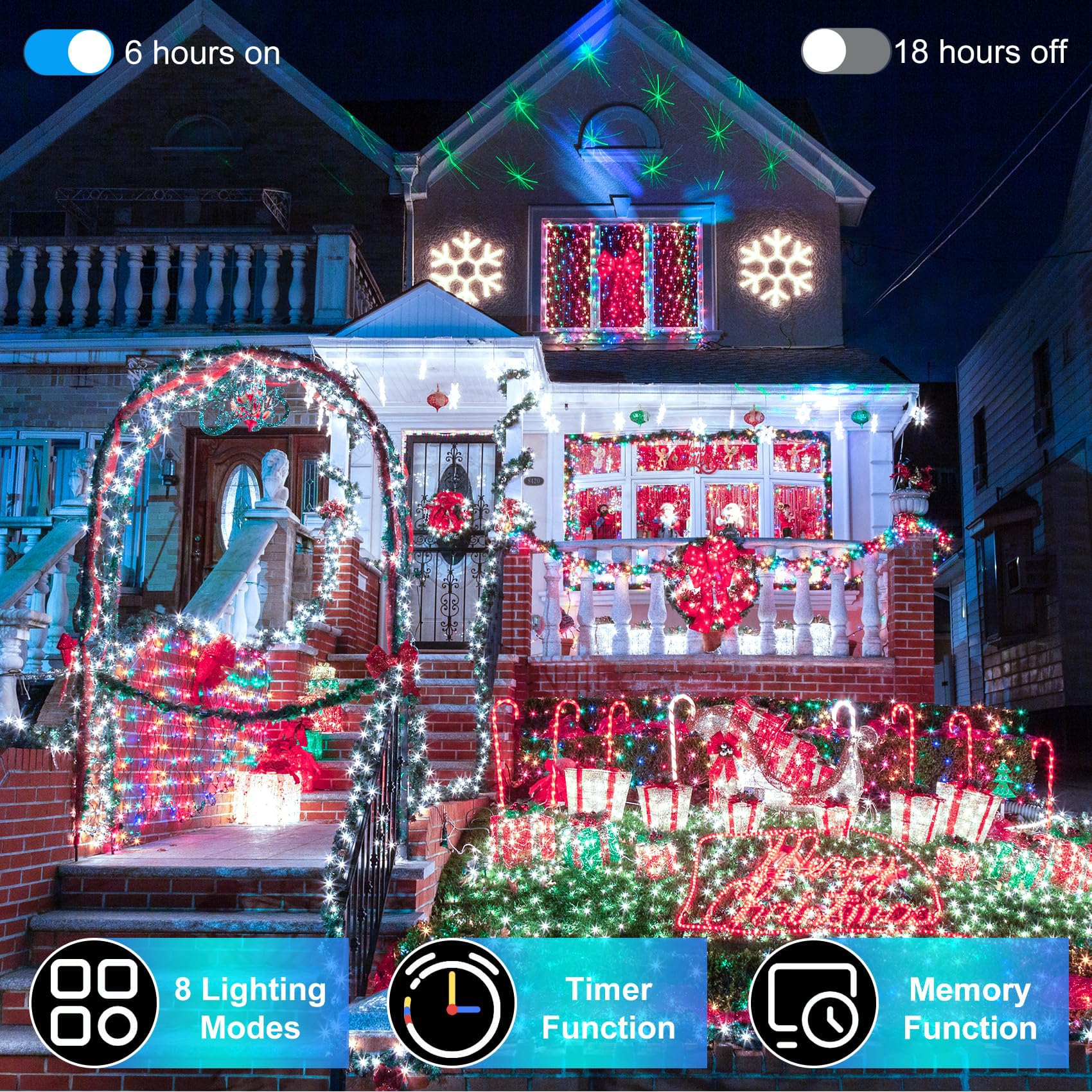 WUXYIYANG 750 LED Christmas String Lights, 256FT, Cool White, 8 Modes, Timer, Waterproof, Model WX-750L