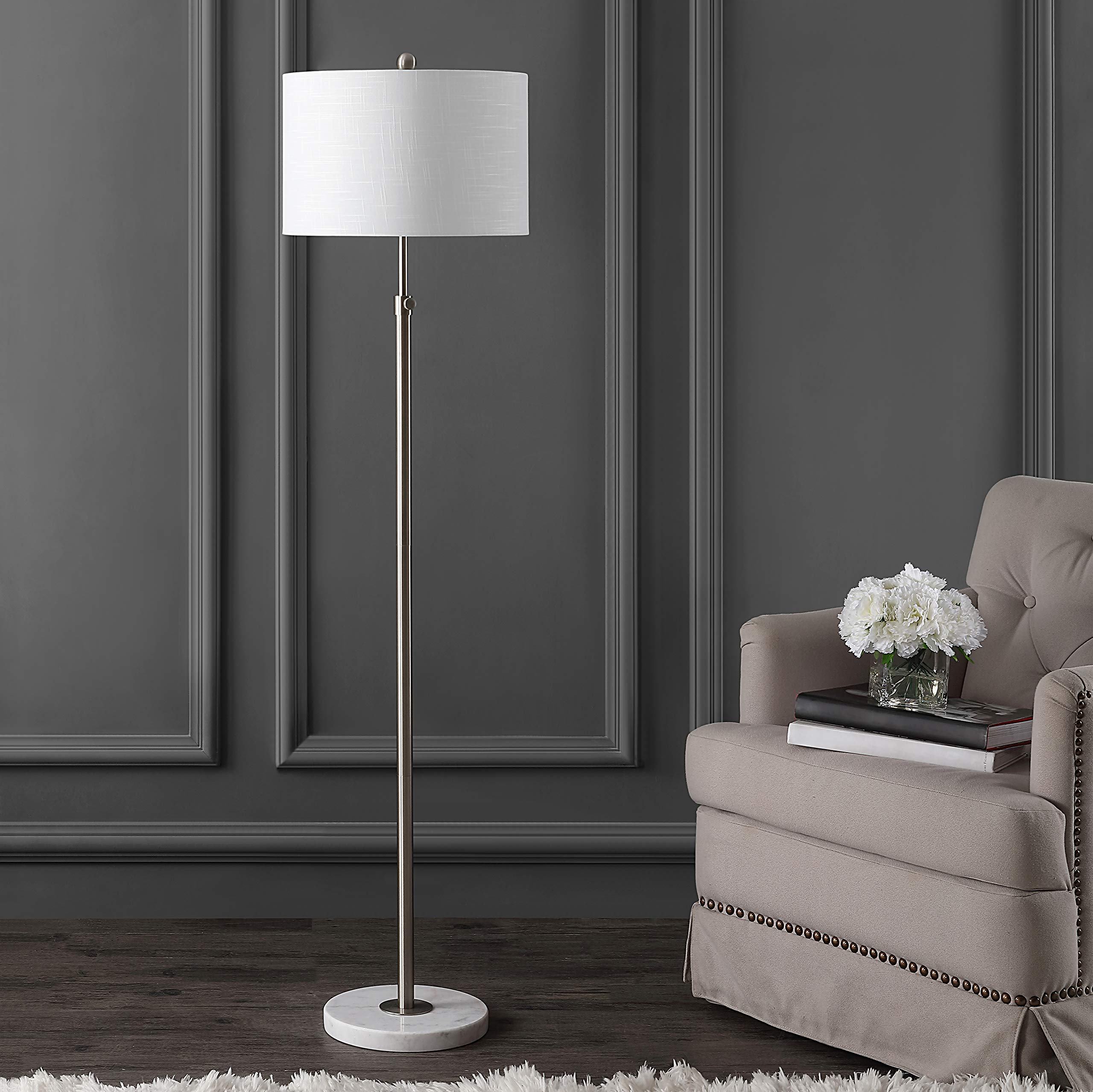 Jonathan Y Jyl3022C June 65'' Adjustable Metal/Marble Led Floor Lamp, Modern, Contemporary, Elegant, Glam, Office, Living Room,