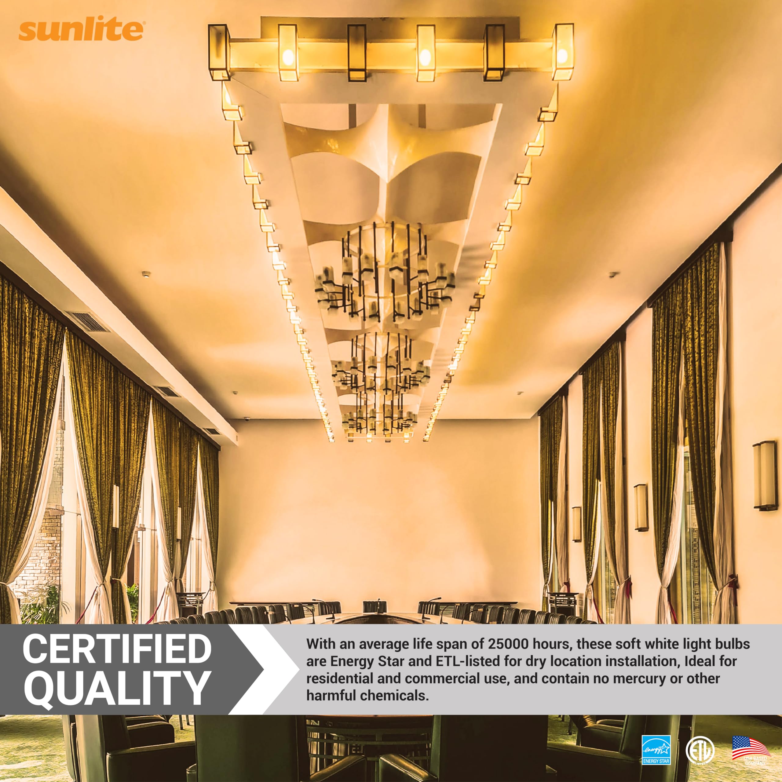Sunlite LED G16.5 Globe Light Bulb, 7W (60W Equivalent), 500 Lumens, 2700K Warm White, Dimmable, Clear, 6 Count
