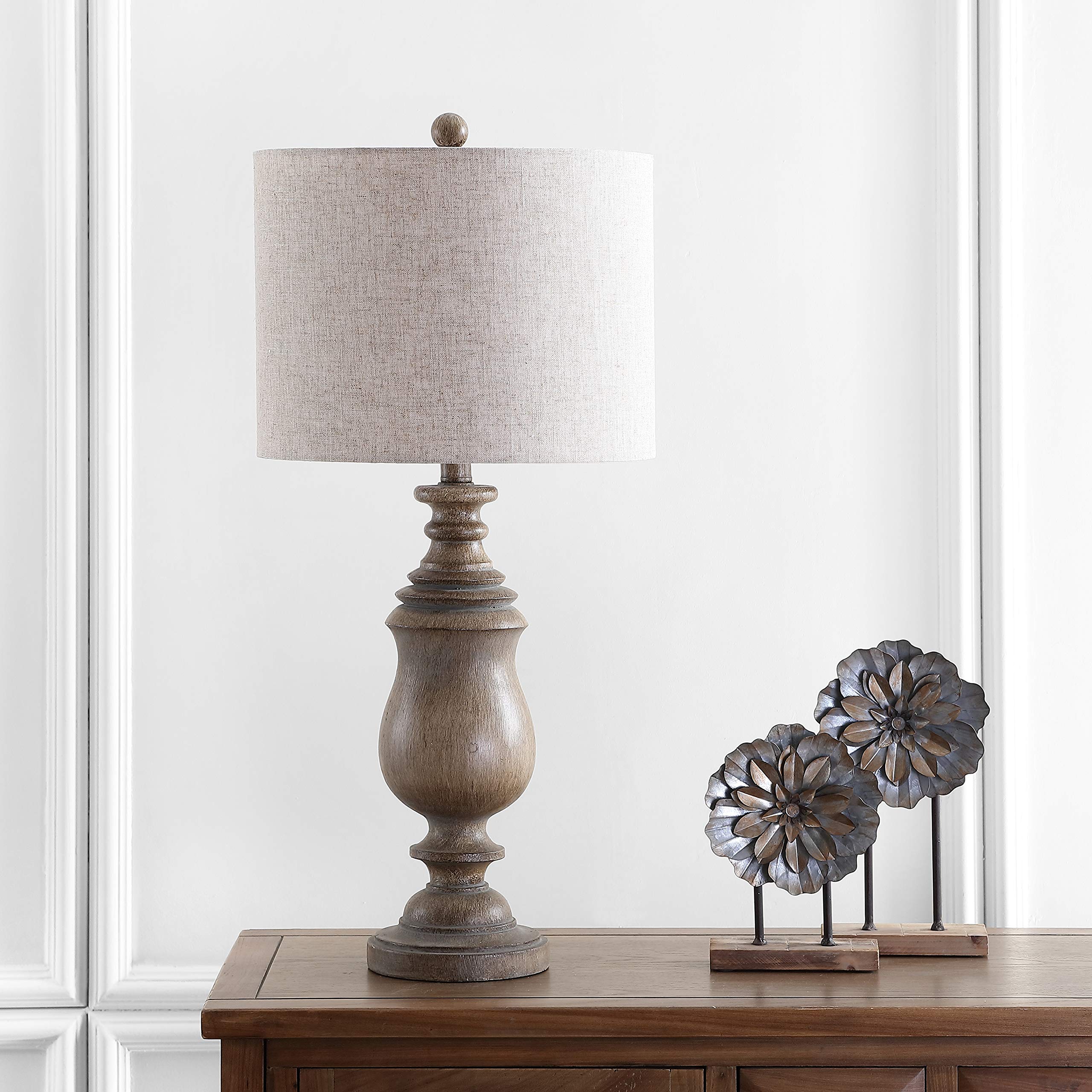 JONATHAN Y Abeline 28.5in Resin LED Table Lamp, Brown, Model JYL3041A, Traditional Transitional Design for Bedroom, Living Room, Office