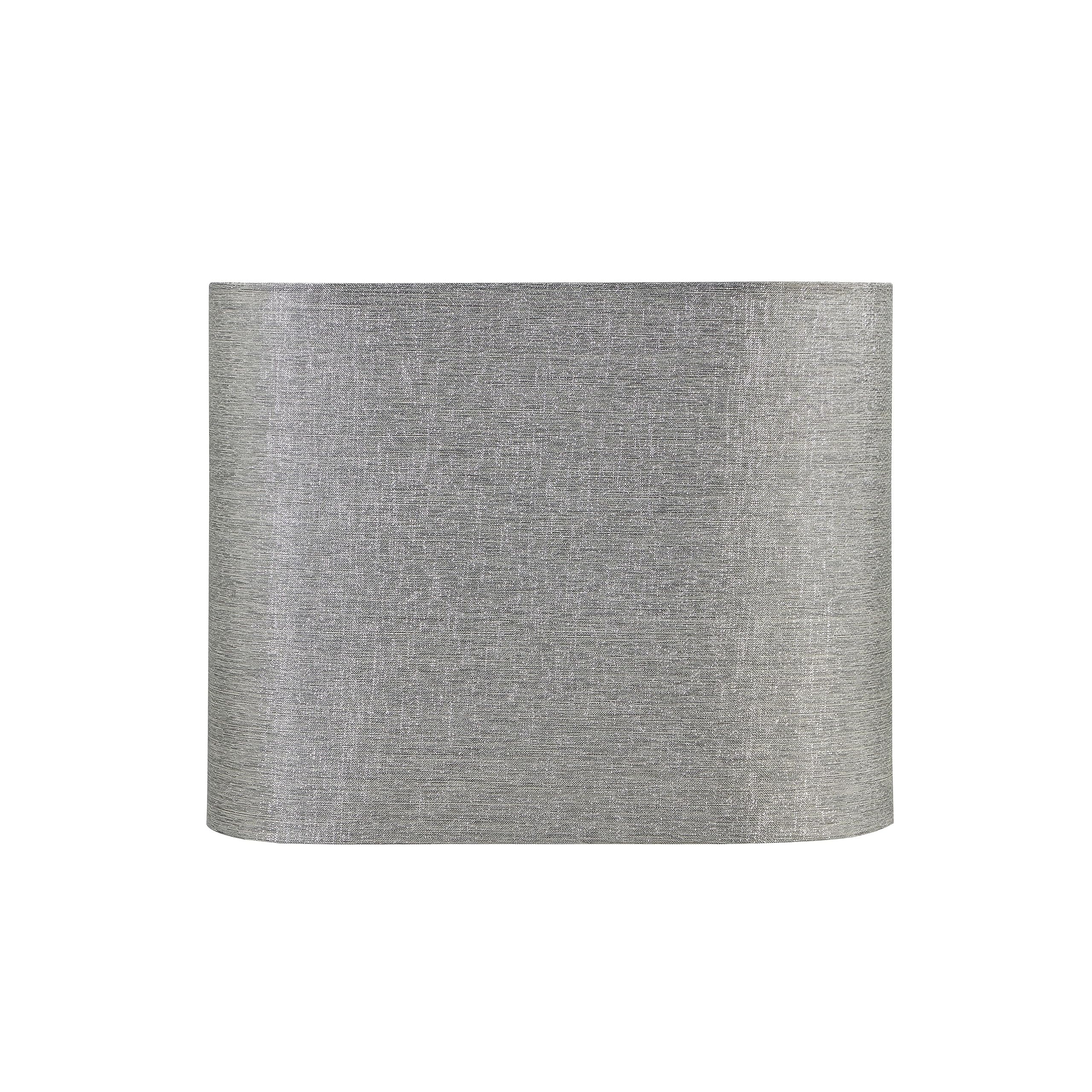 Aspen Creative 37002, Hardback Oval Barrel Contemporary Spider Shade, Grey Sliver Burlap Texture Fabric, 8+13-1/2&quot; Top X 8+13-1/2&quot; Bottom X 10-1/2&quot; Height