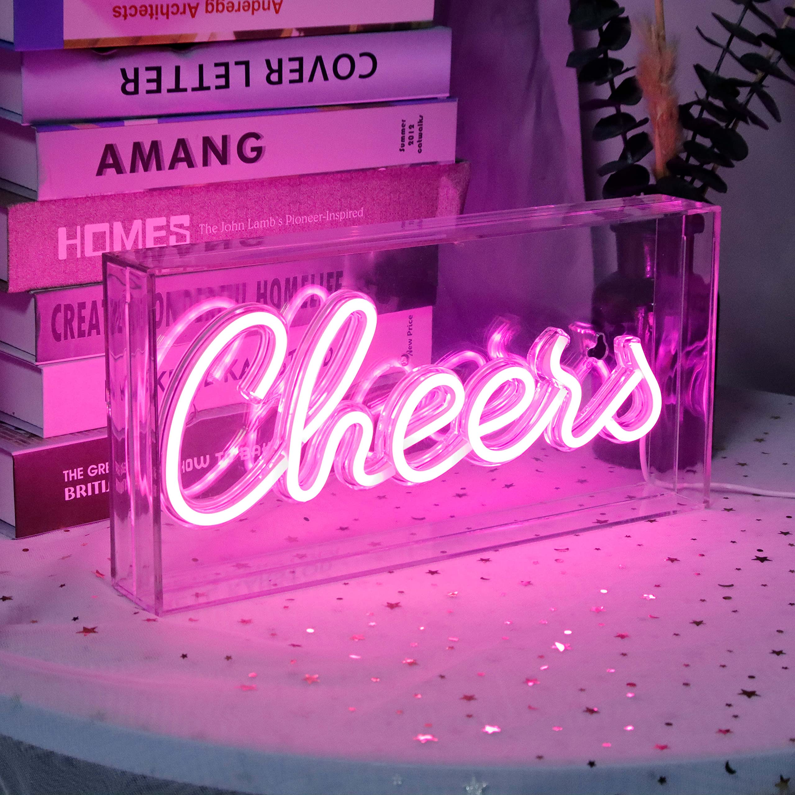 Heliwey Pink Cheers Neon Sign Light - Usb Led Wall Décor For Parties & Events
