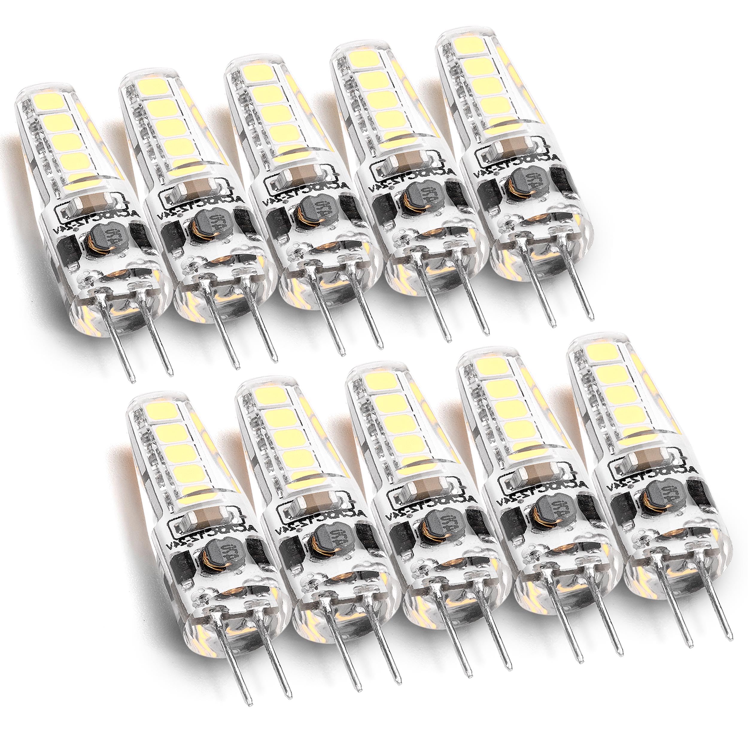 6000K White G4 RV Landscape Ceiling Recessed Puck Led Lights Interior 12v Replacement Bulbs 107d JC Bi-Pin G4 2W T3 10W-20W Equiv for Camper Trailer Motorhome Marine Boat Deck Stair Step Path 10Pcs