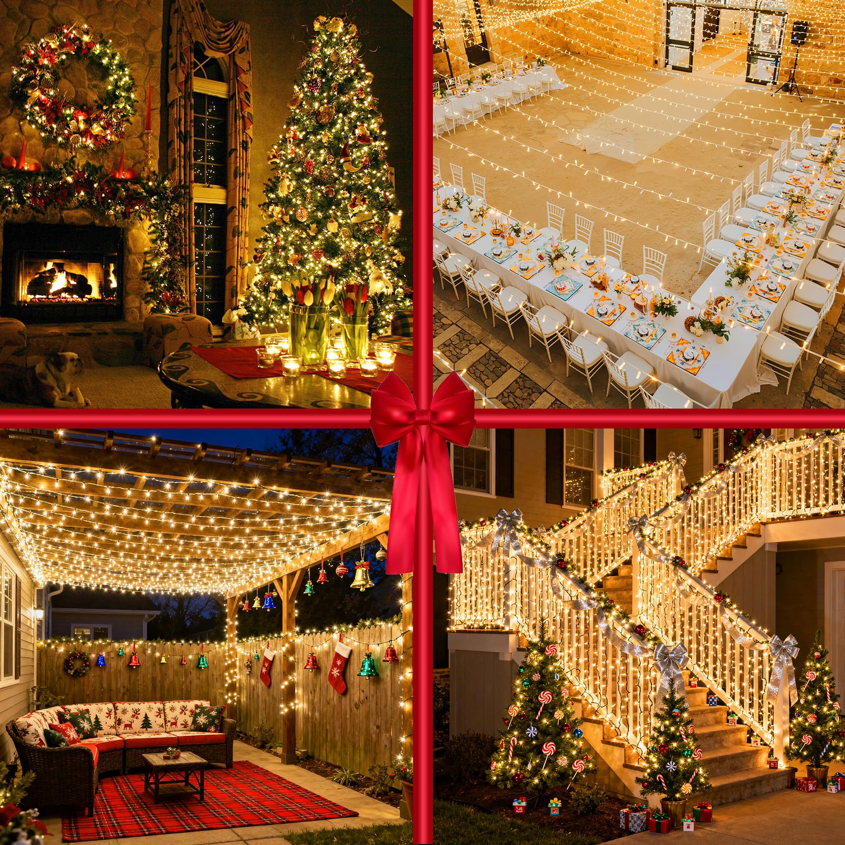 1500 Led 470Ft Christmas Lights Outdoor  Christmas String Fairy Lights With Timer & Memory  Waterproof 12 Modes Dimmable Twinkle Tree Lights For Home Patio Wedding Party Yard Xmas Decor  Warm White