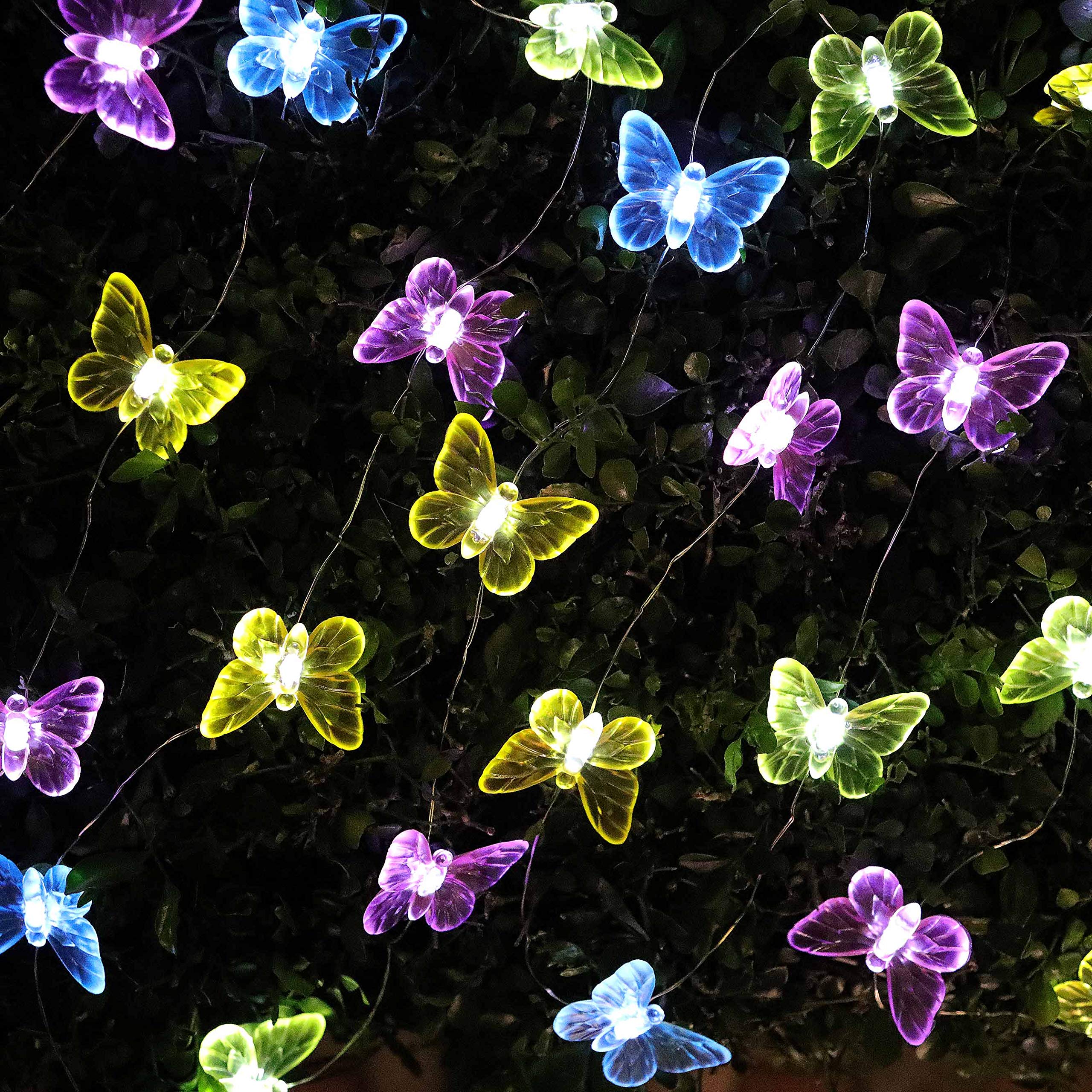 Joyathome Butterfly Decorative Solar String Lights  17.7ft 36 Led Outdoor Waterproof Garden Lights for Home Yard Decoration (Cool White)