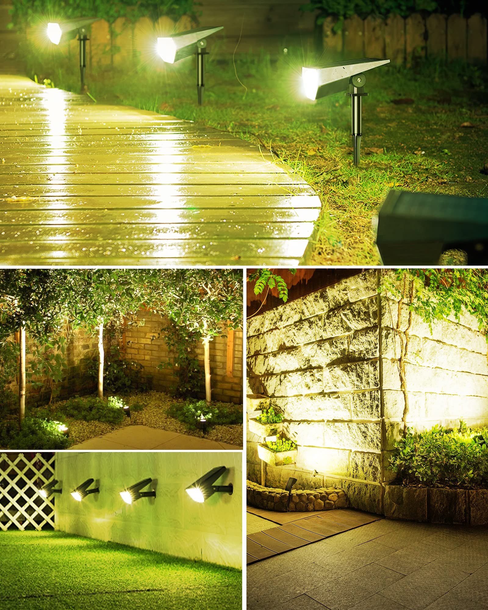 Biling Solar Spot Lights Outdoor - 2-In-1 Waterproof Landscape Lights, 12 Led, Warm White, 2 Pack - High-Impact Abs Plastic