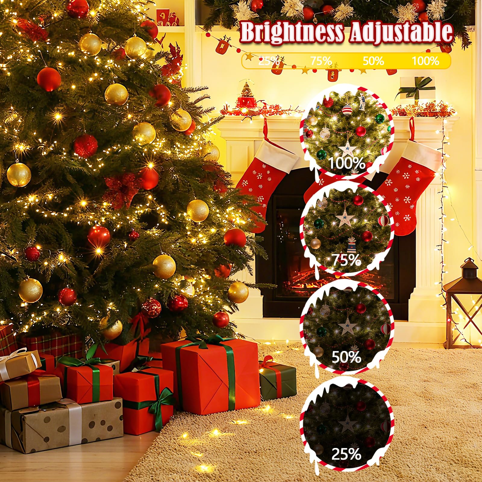 Voice Control 88Ft 240Led Smart Christmas String Lights Outdoor/Indoor | String Lights Plug In With Remote  12Modes  7Voice Commands & Timers  Christmas Twinkle Light For Xmas Tree Decor (Warm White)