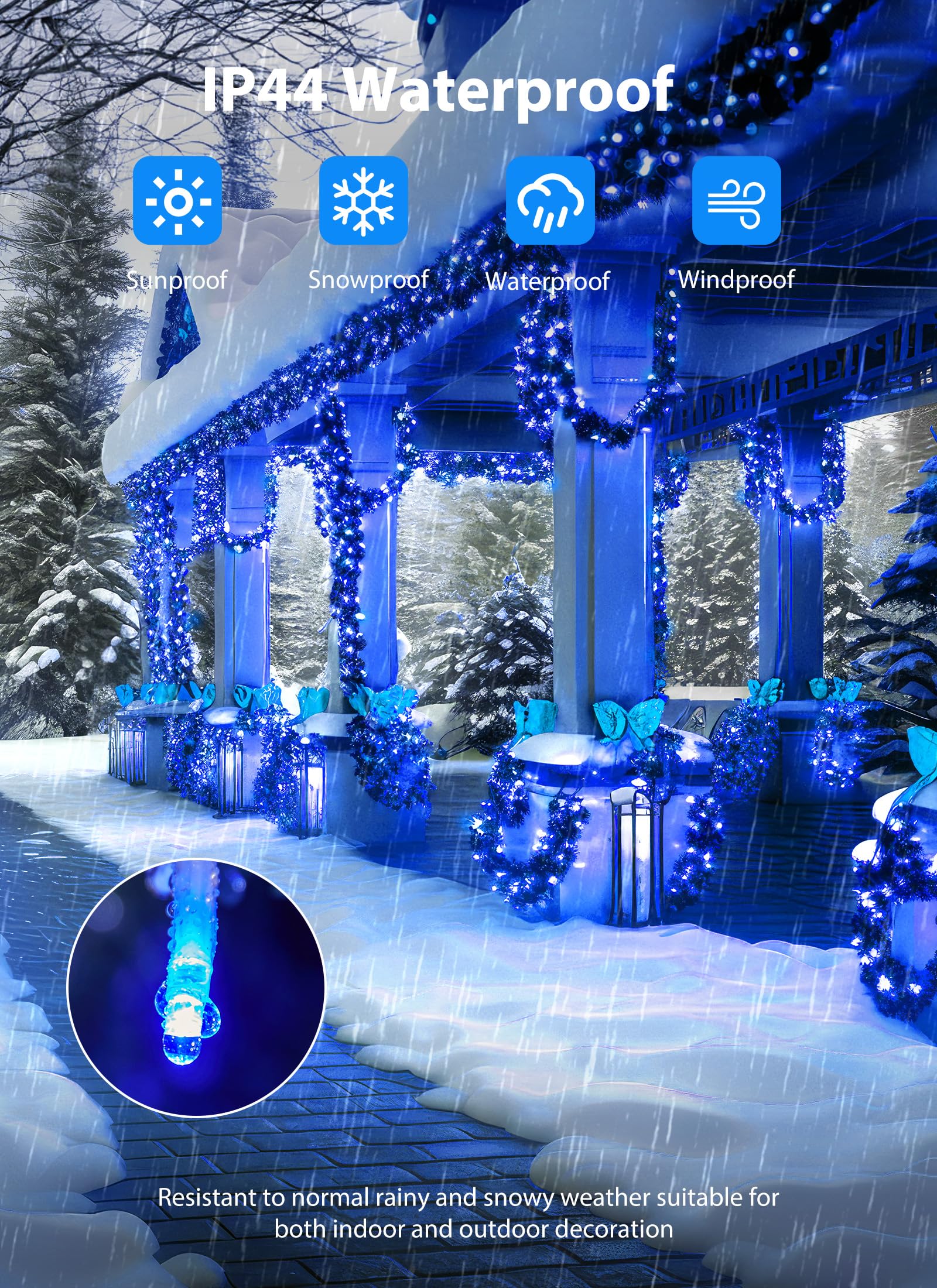 Minetom Christmas Lights Outdoor Cluster Lights - 200 Led 10 Ft Christmas Firecrackers String Lights, 12 Modes Timer Waterproof